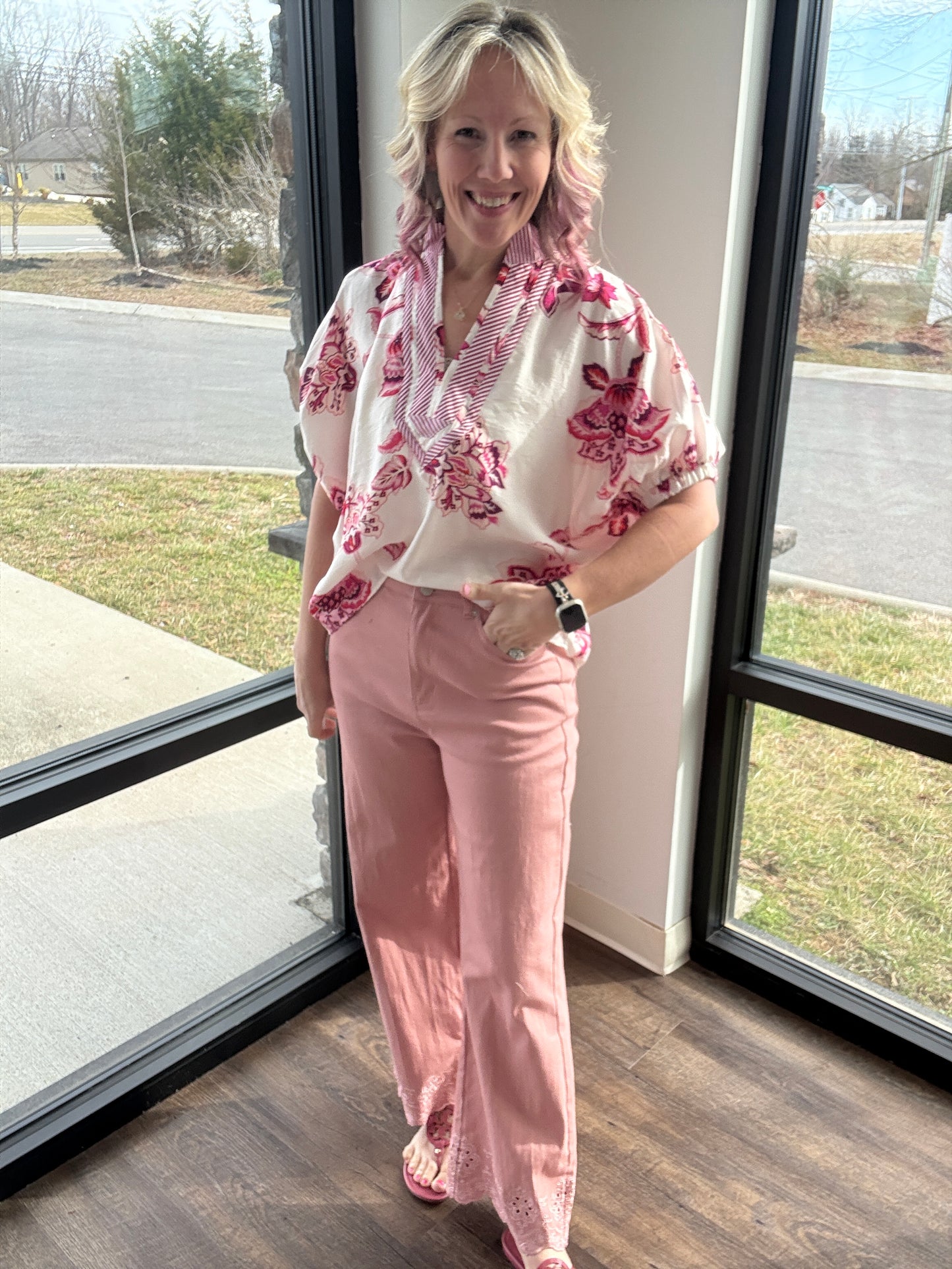 Petal Trim Pants- Pink