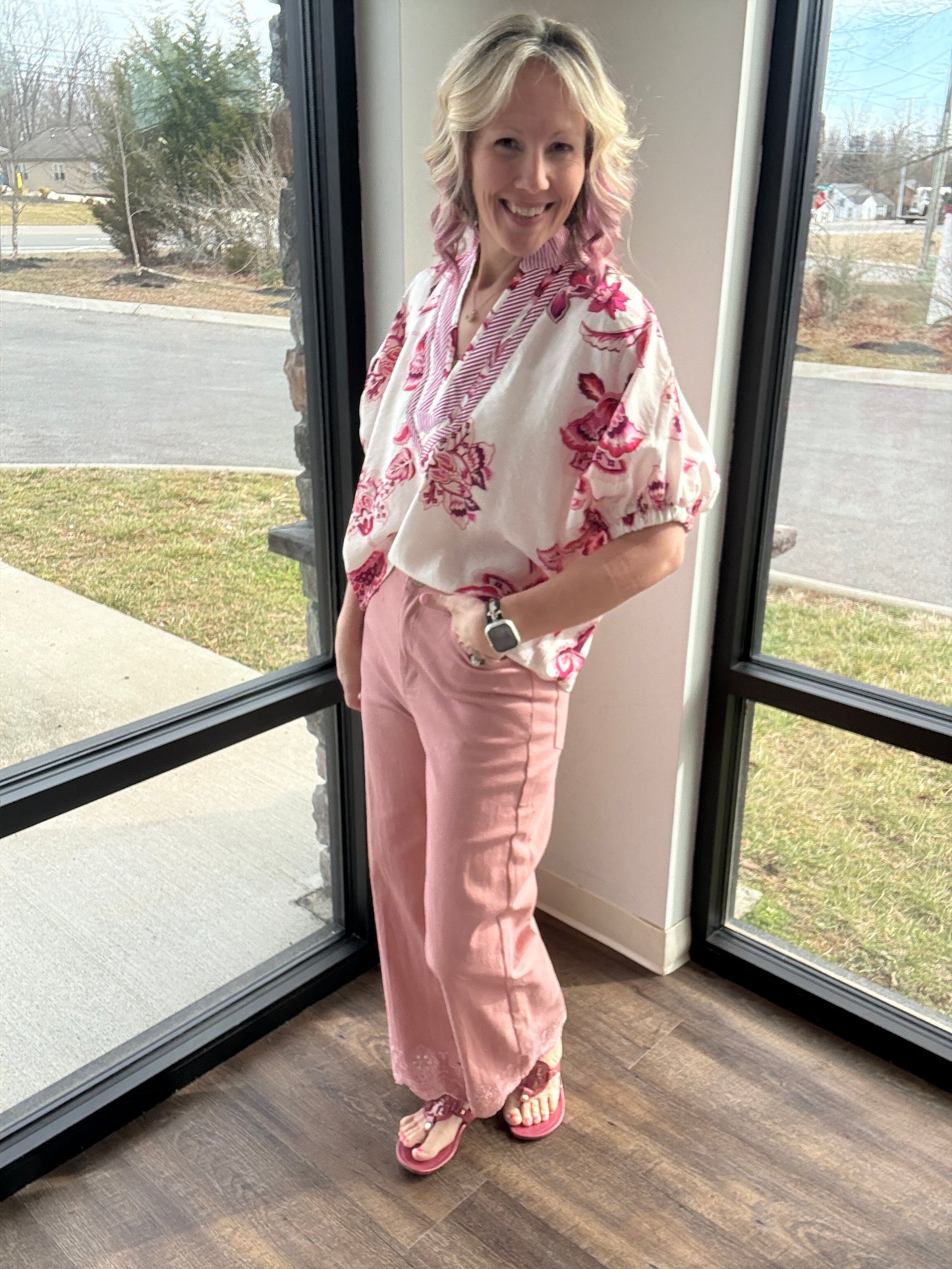 Petal Trim Pants- Pink