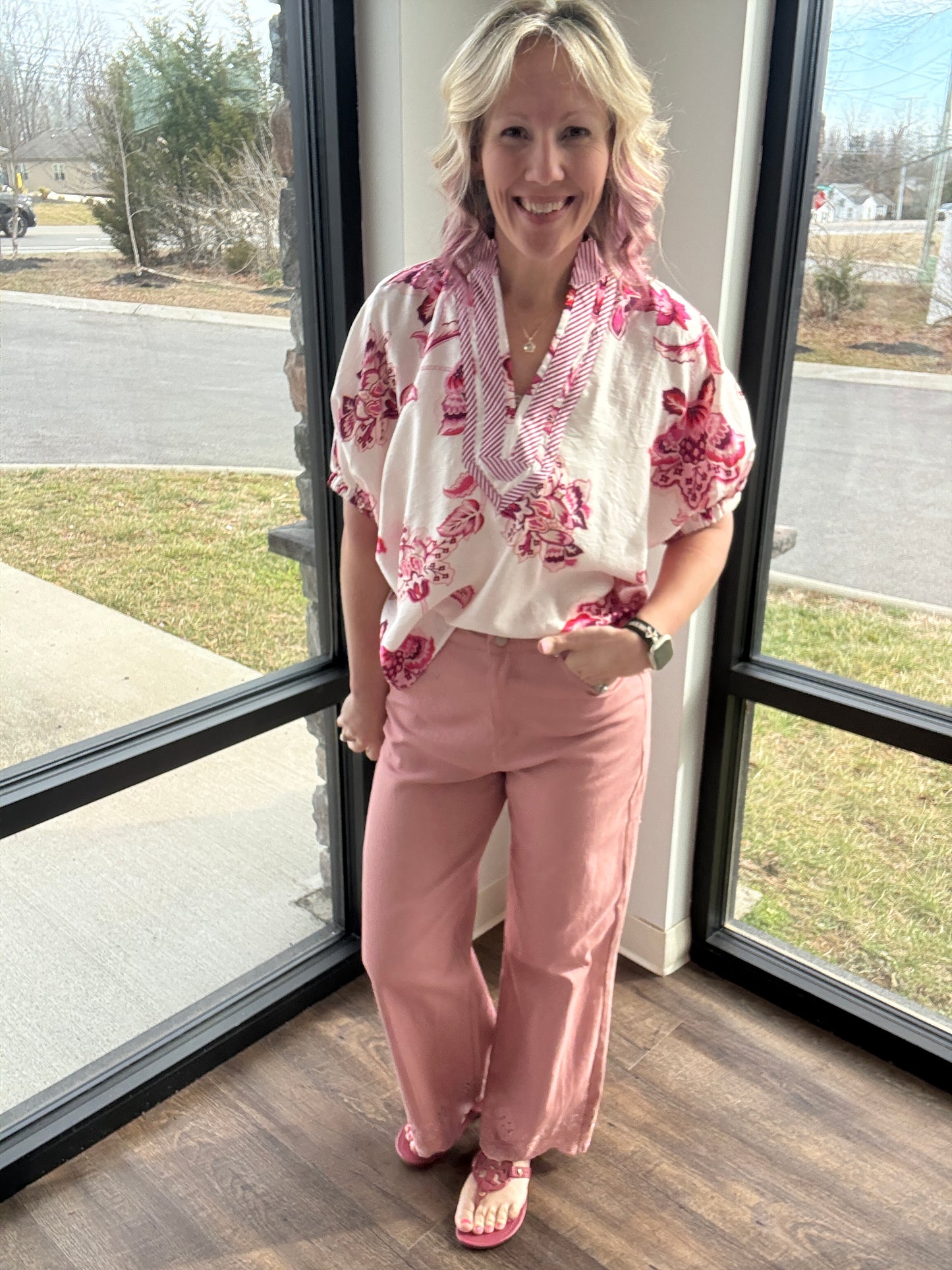 Petal Trim Pants- Pink