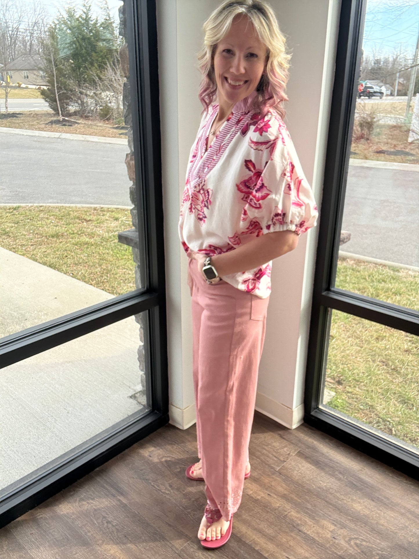 Petal Trim Pants- Pink