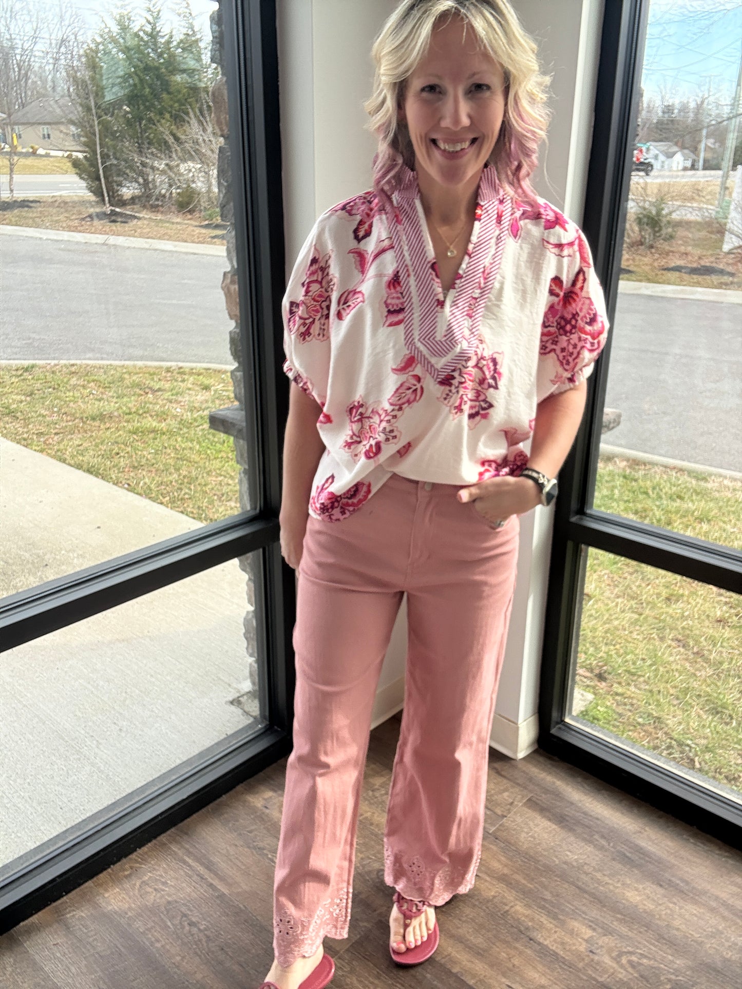 Petal Trim Pants- Pink