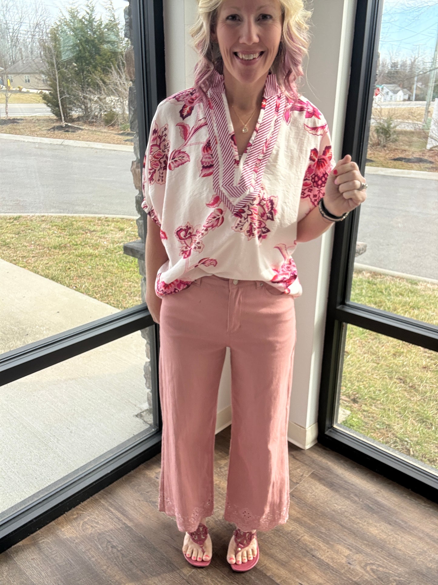 Petal Trim Pants- Pink