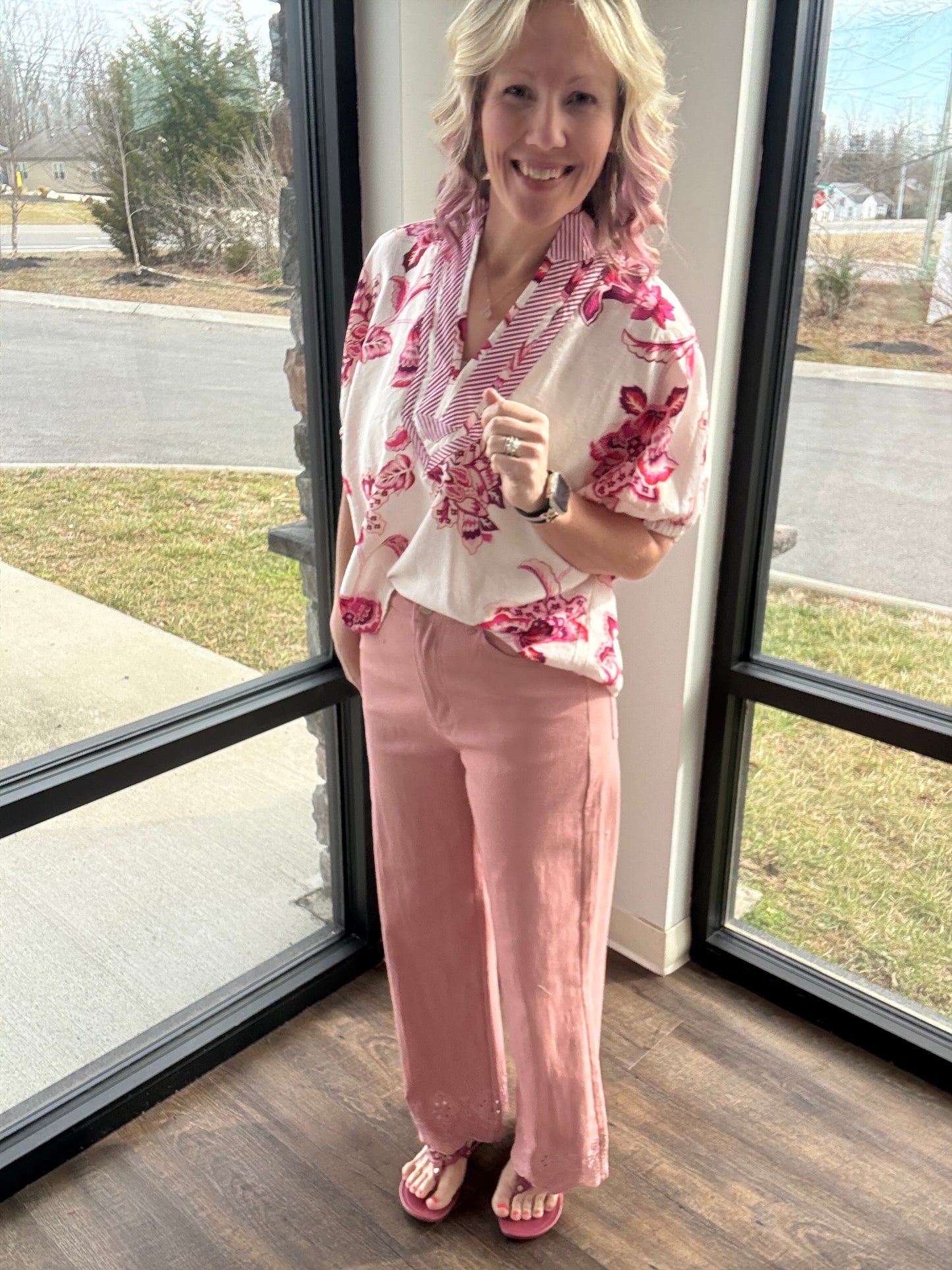 Petal Trim Pants- Pink