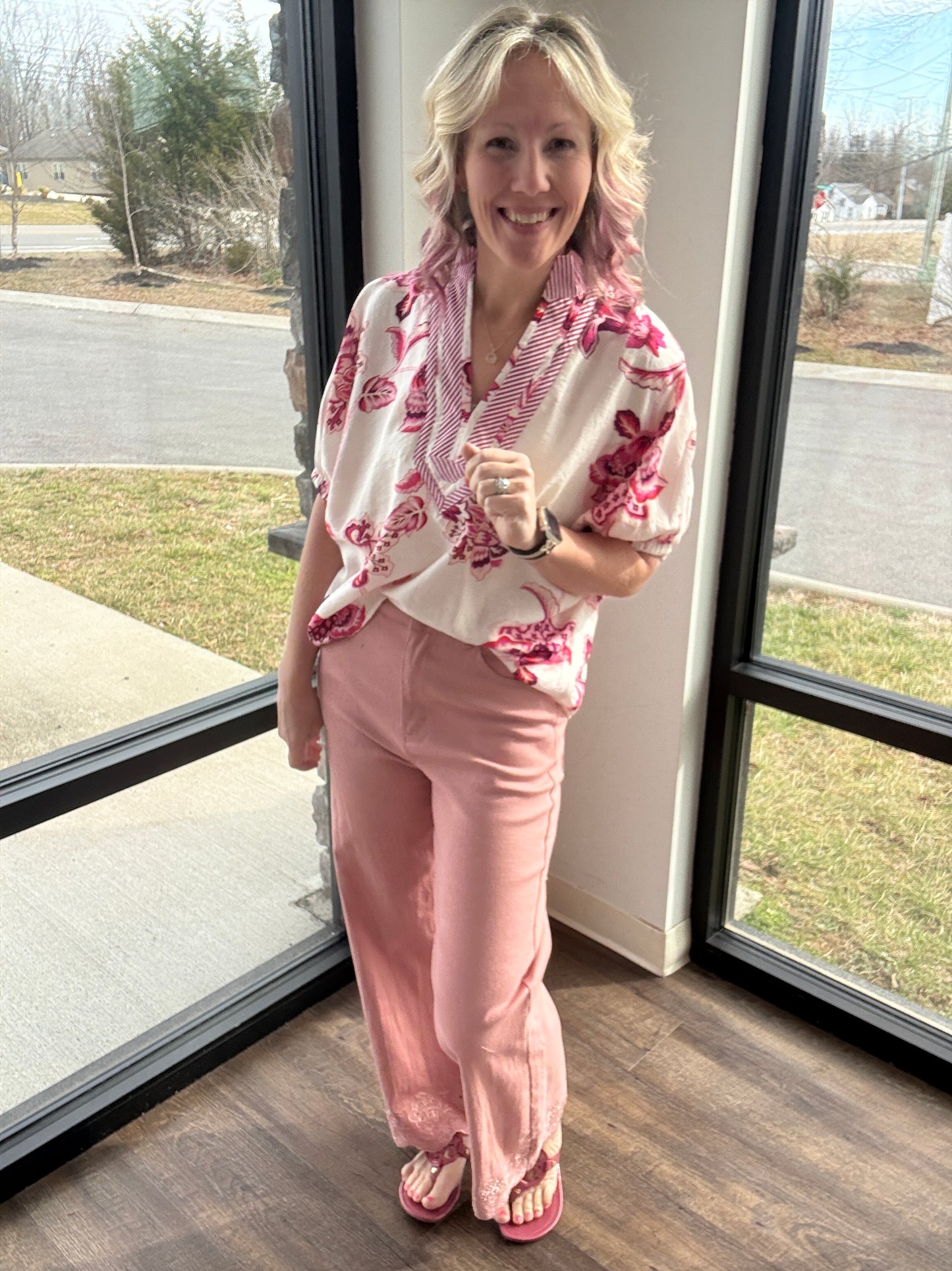 Petal Trim Pants- Pink