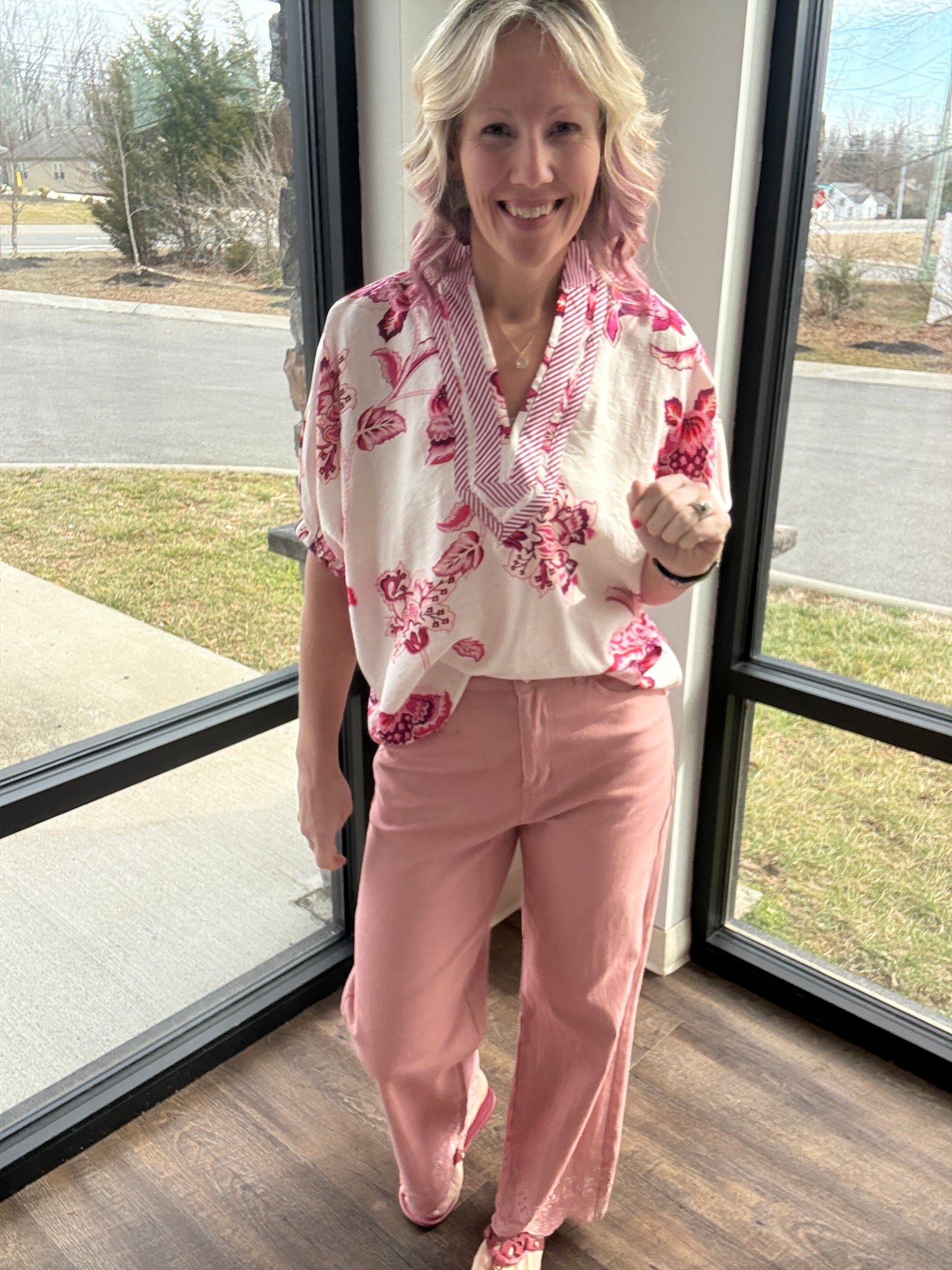 Petal Trim Pants- Pink