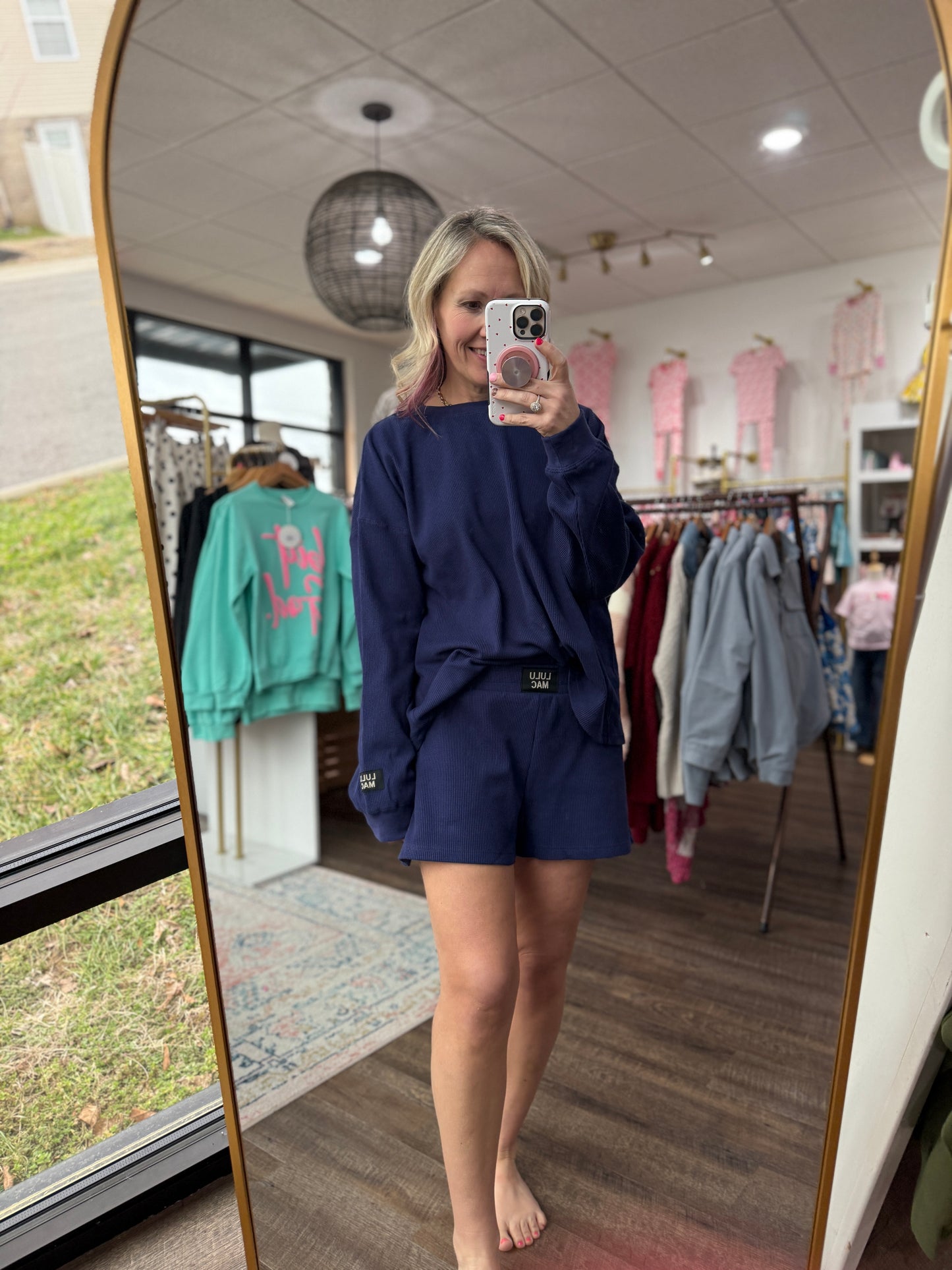 Waffle Pop Shorts- Navy