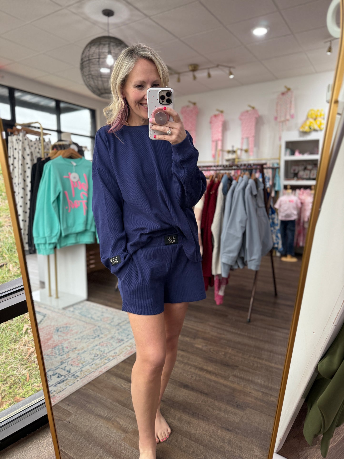 Waffle Pop Shorts- Navy