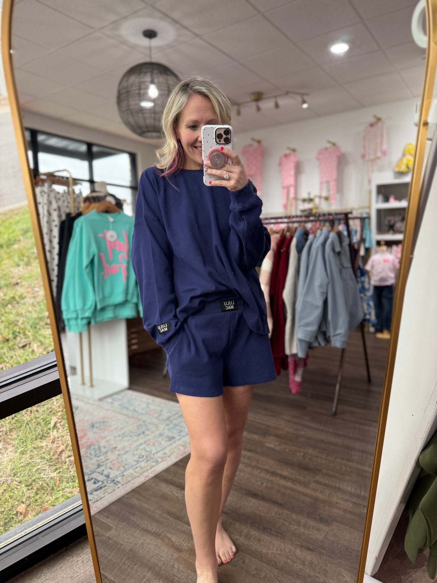 Waffle Pop Shorts- Navy