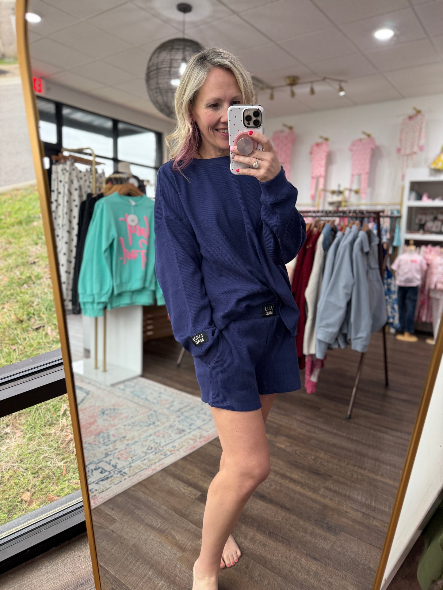Waffle Pop Shorts- Navy