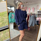 Waffle Pop Long Sleeve- Navy