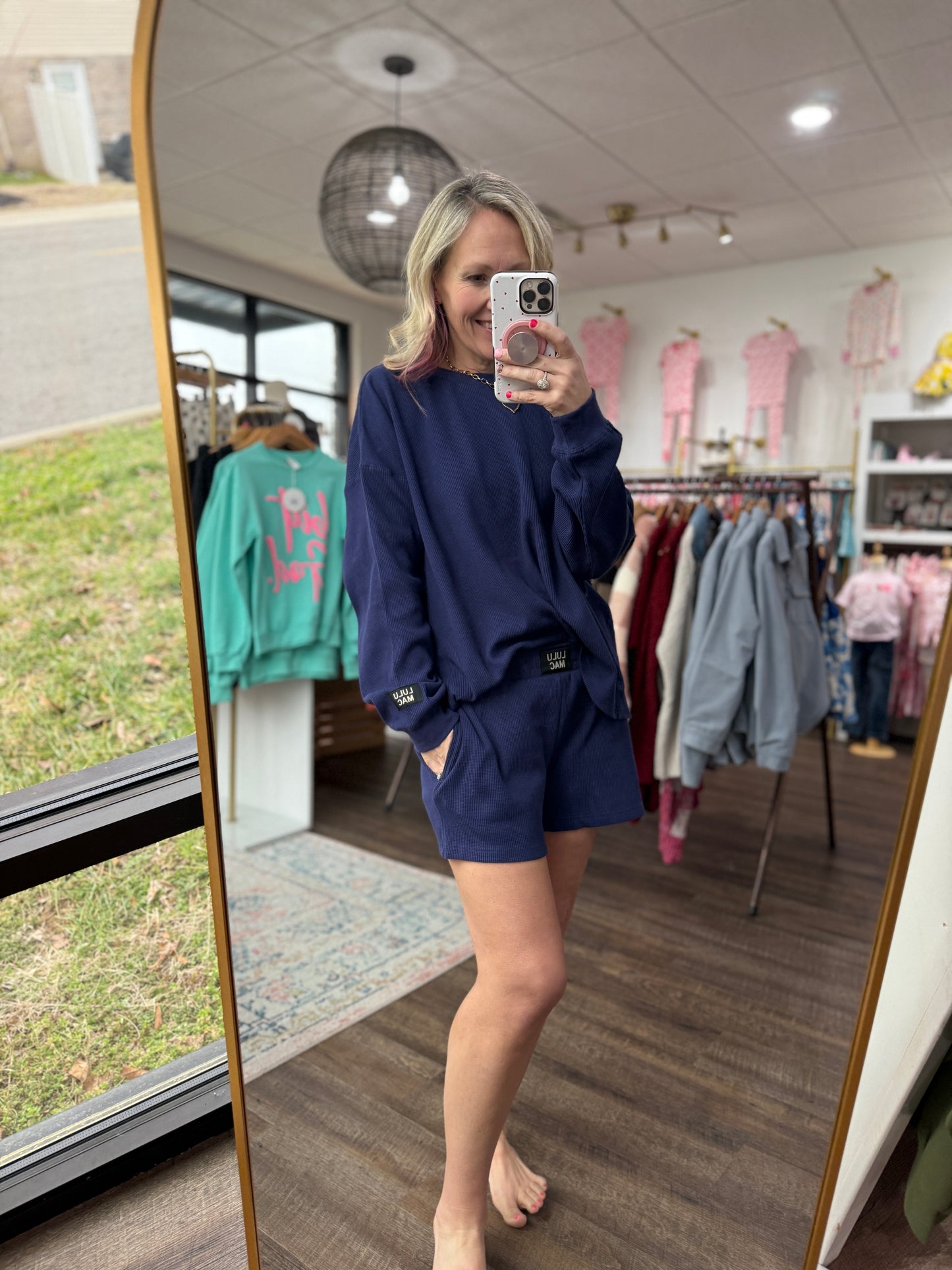 Waffle Pop Shorts- Navy