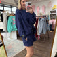 Waffle Pop Long Sleeve- Navy