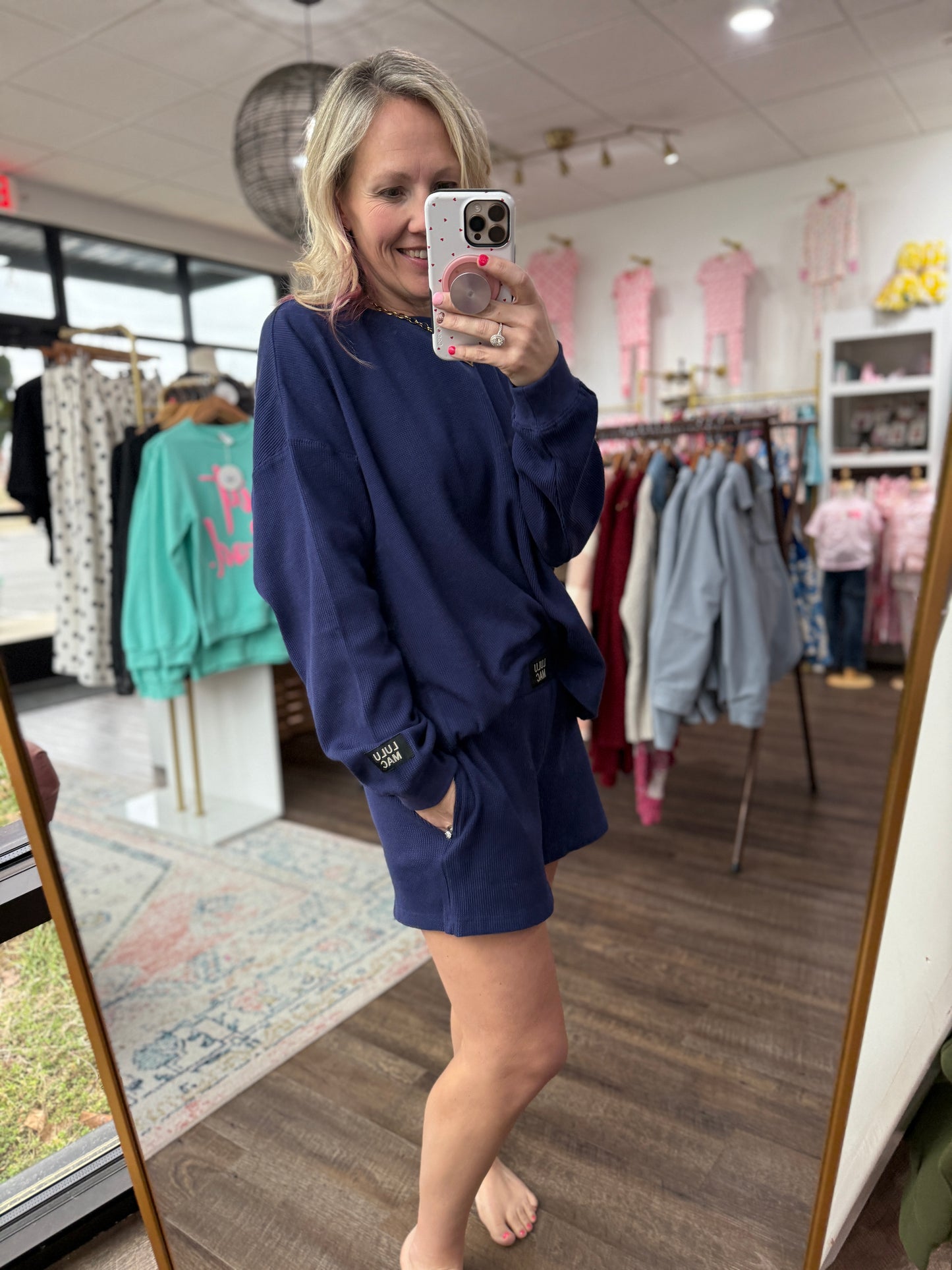 Waffle Pop Shorts- Navy
