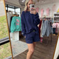 Waffle Pop Long Sleeve- Navy