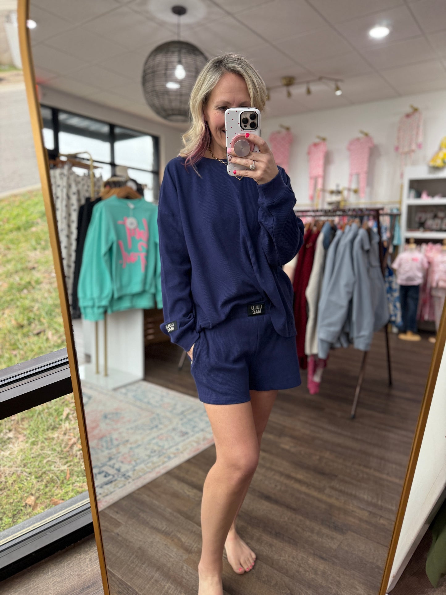 Waffle Pop Shorts- Navy