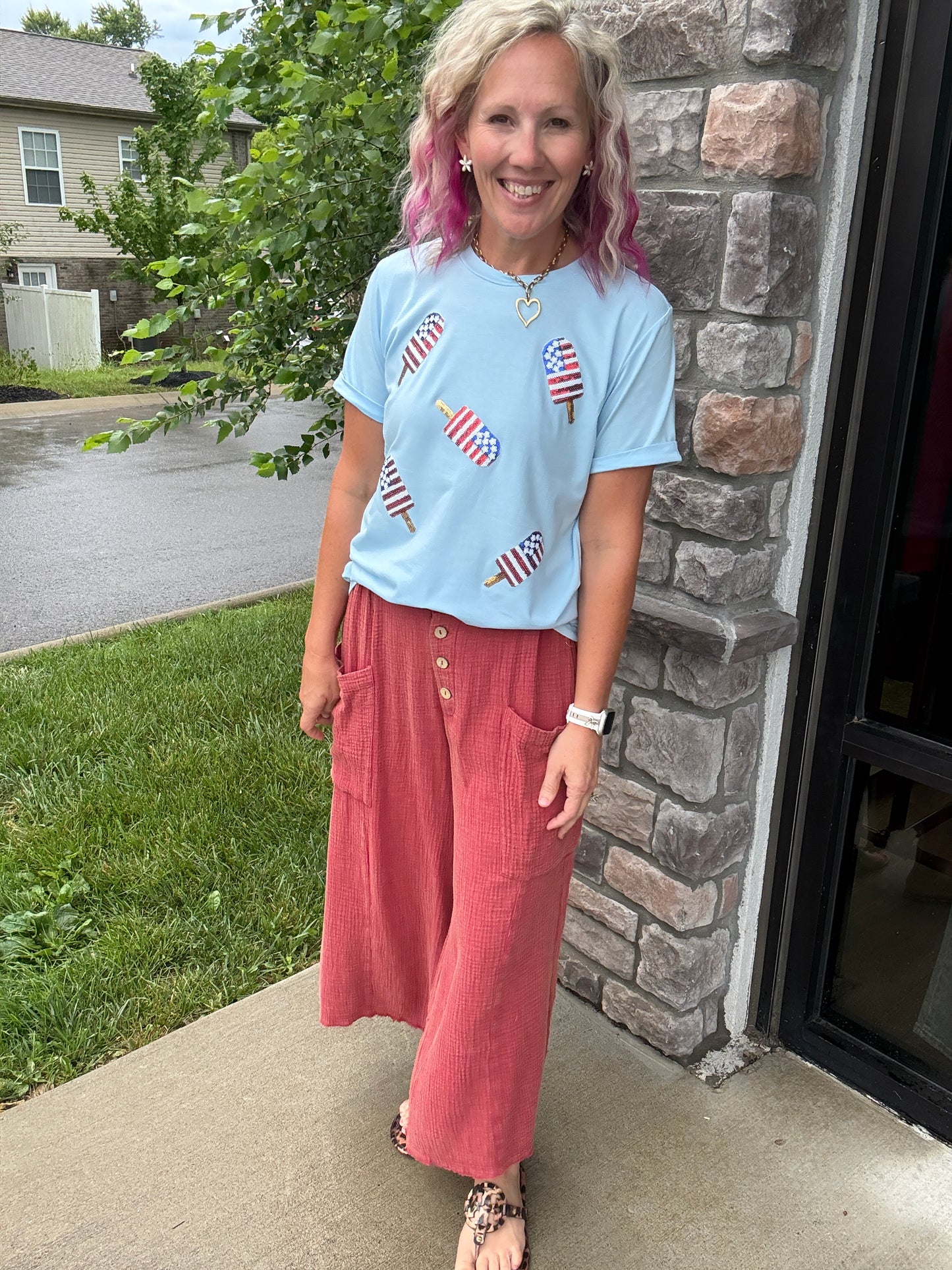 Boardwalk Gauze Pants- Brick