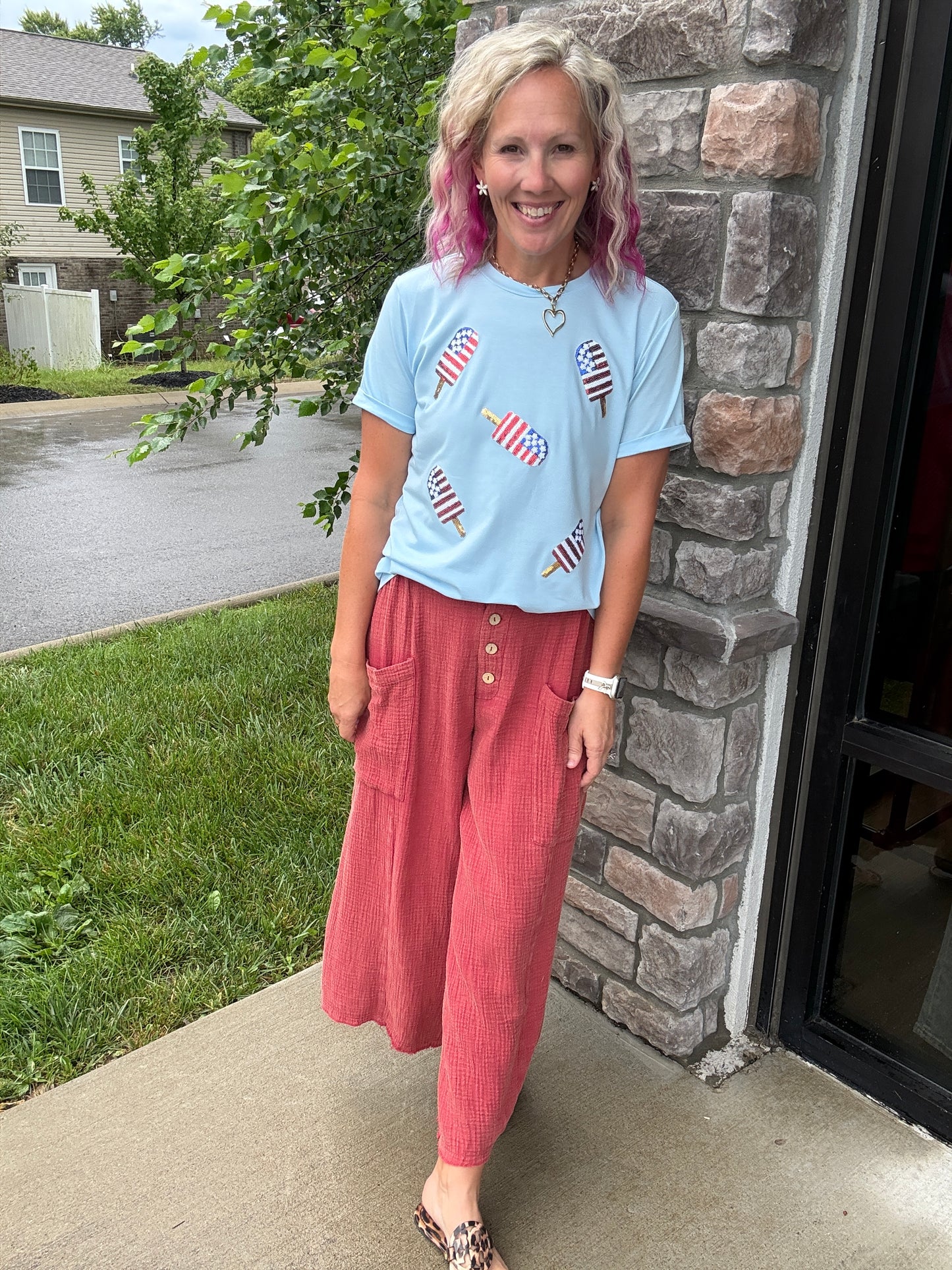 Boardwalk Gauze Pants- Brick