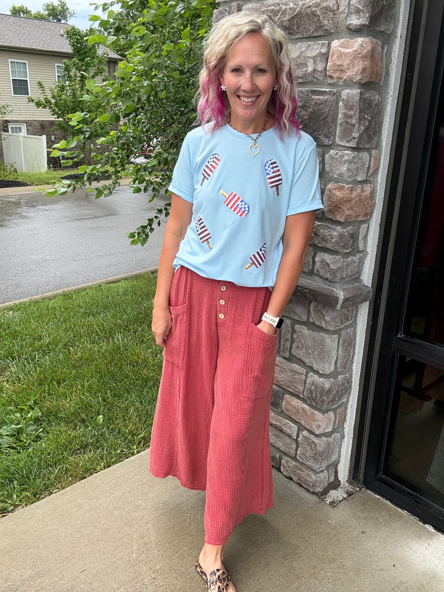 Boardwalk Gauze Pants- Brick