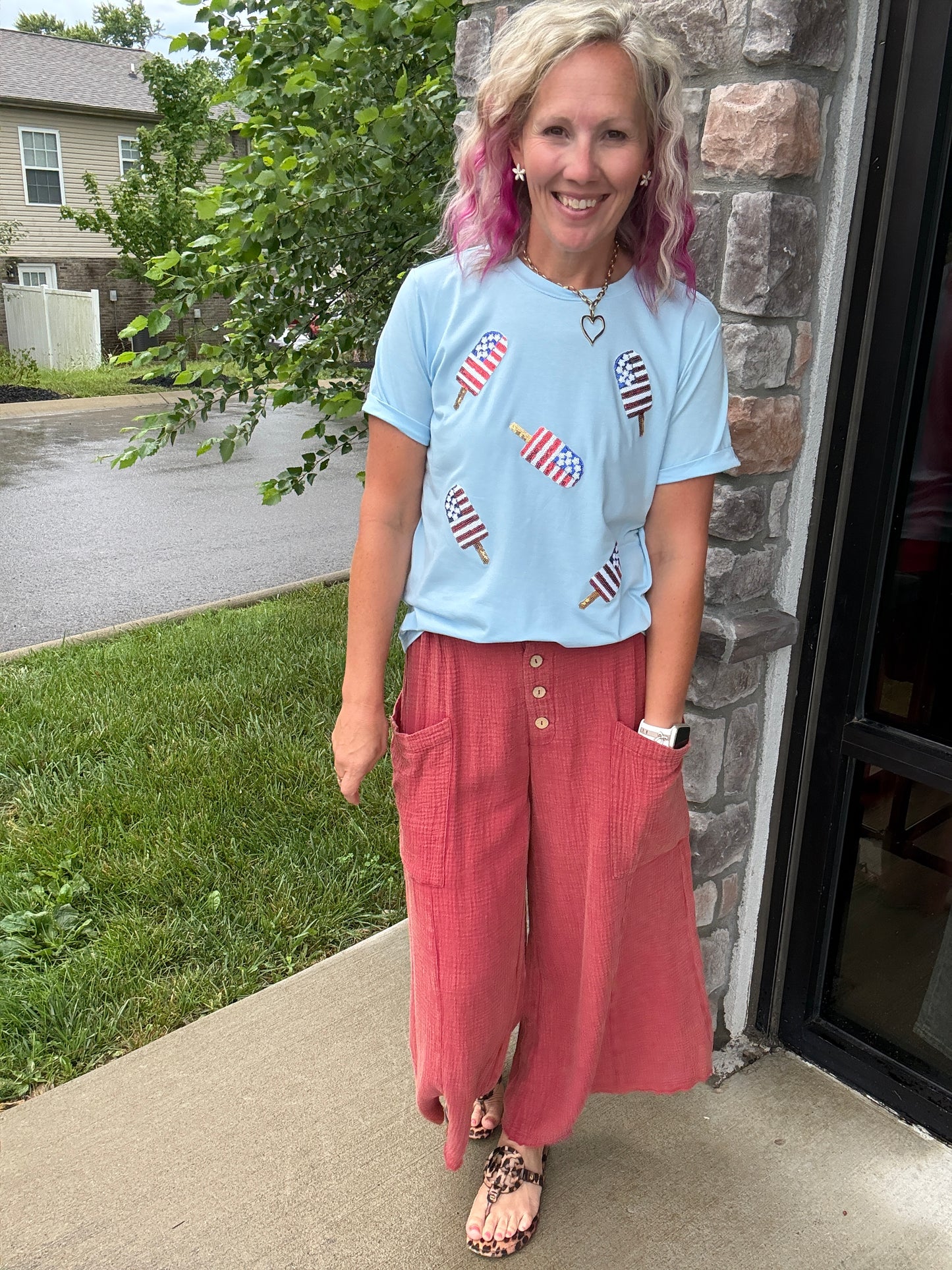 Boardwalk Gauze Pants- Brick