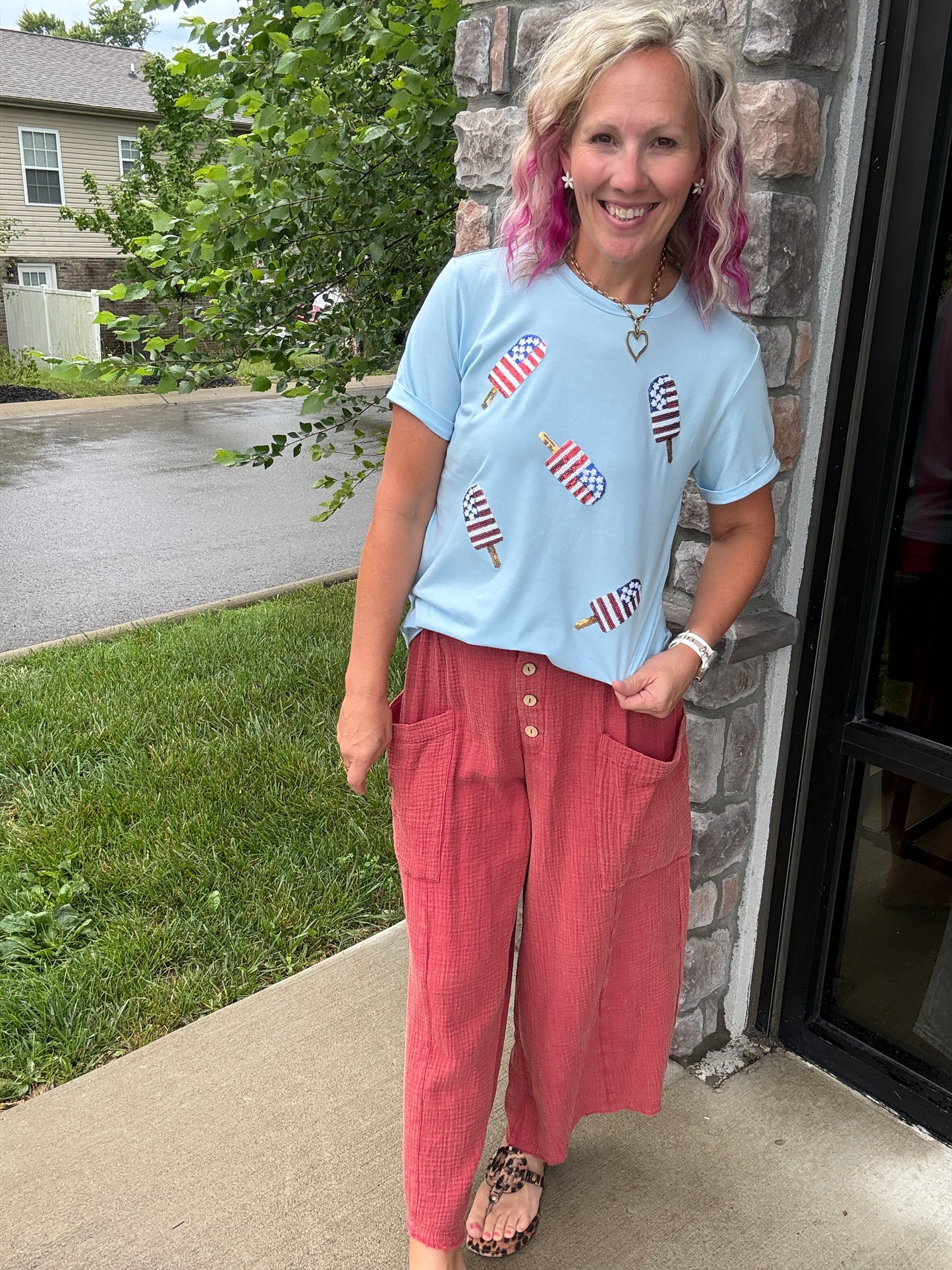 Boardwalk Gauze Pants- Brick