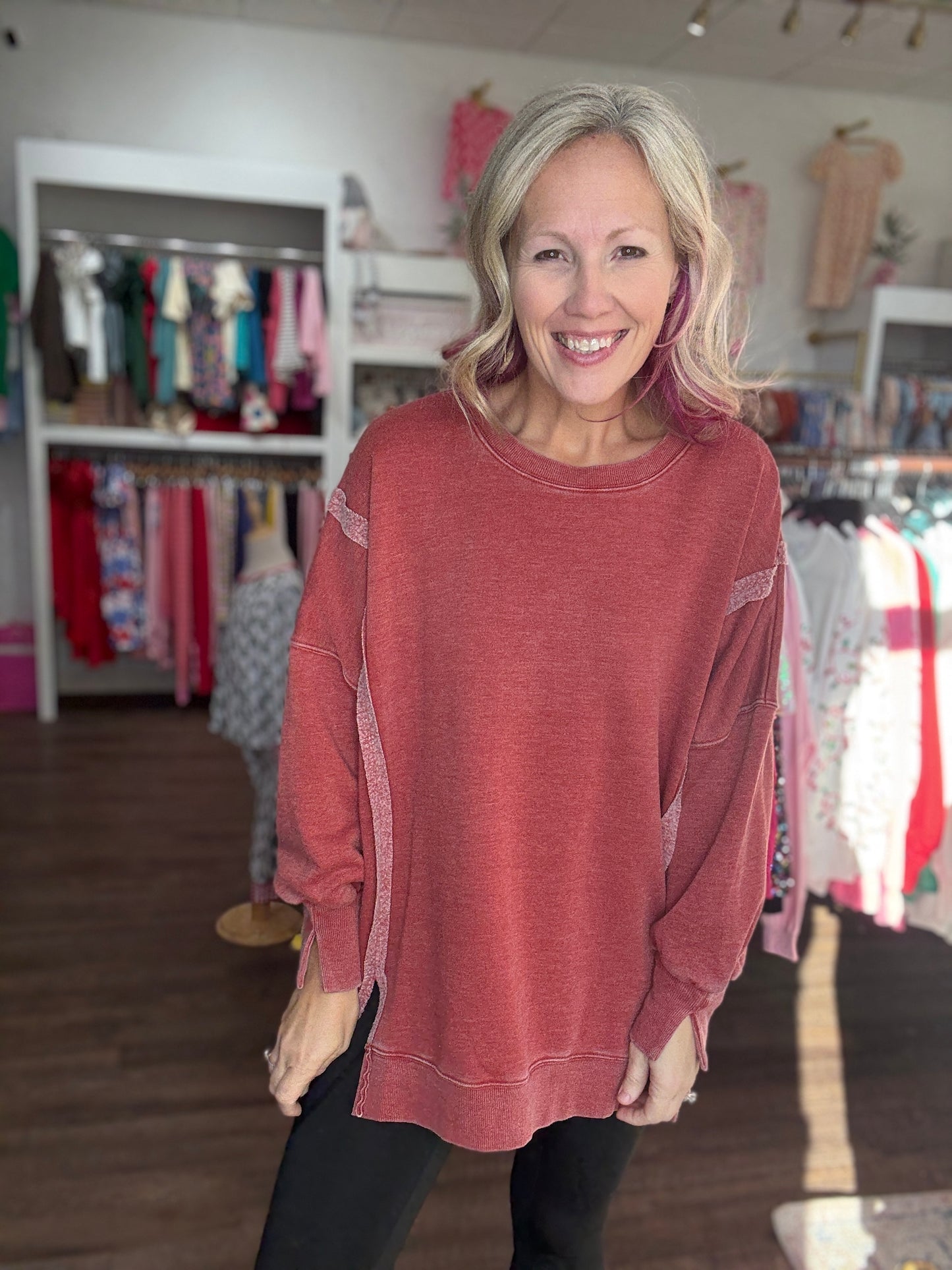 Classic Crew Pullover- Brick