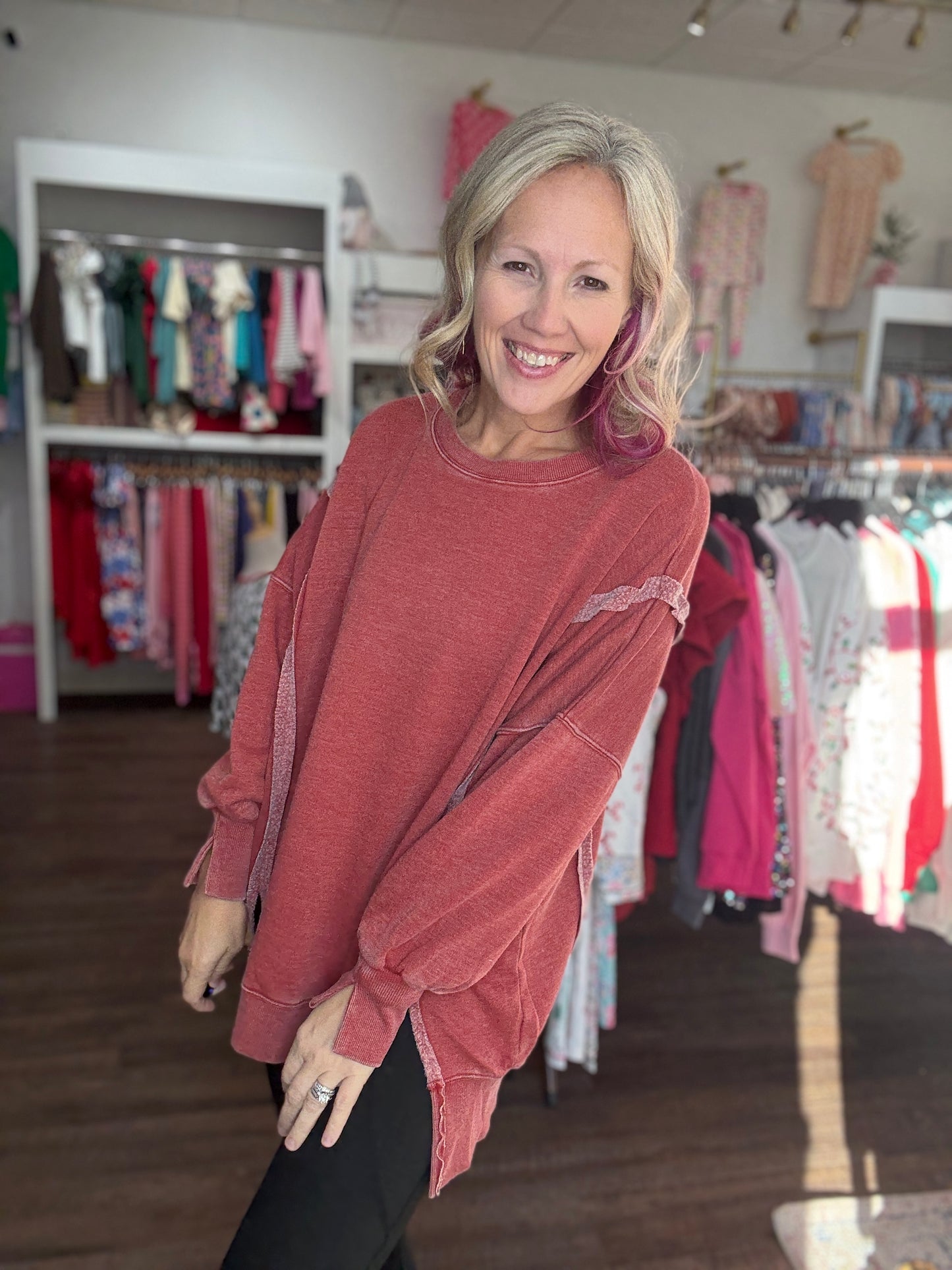 Classic Crew Pullover- Brick