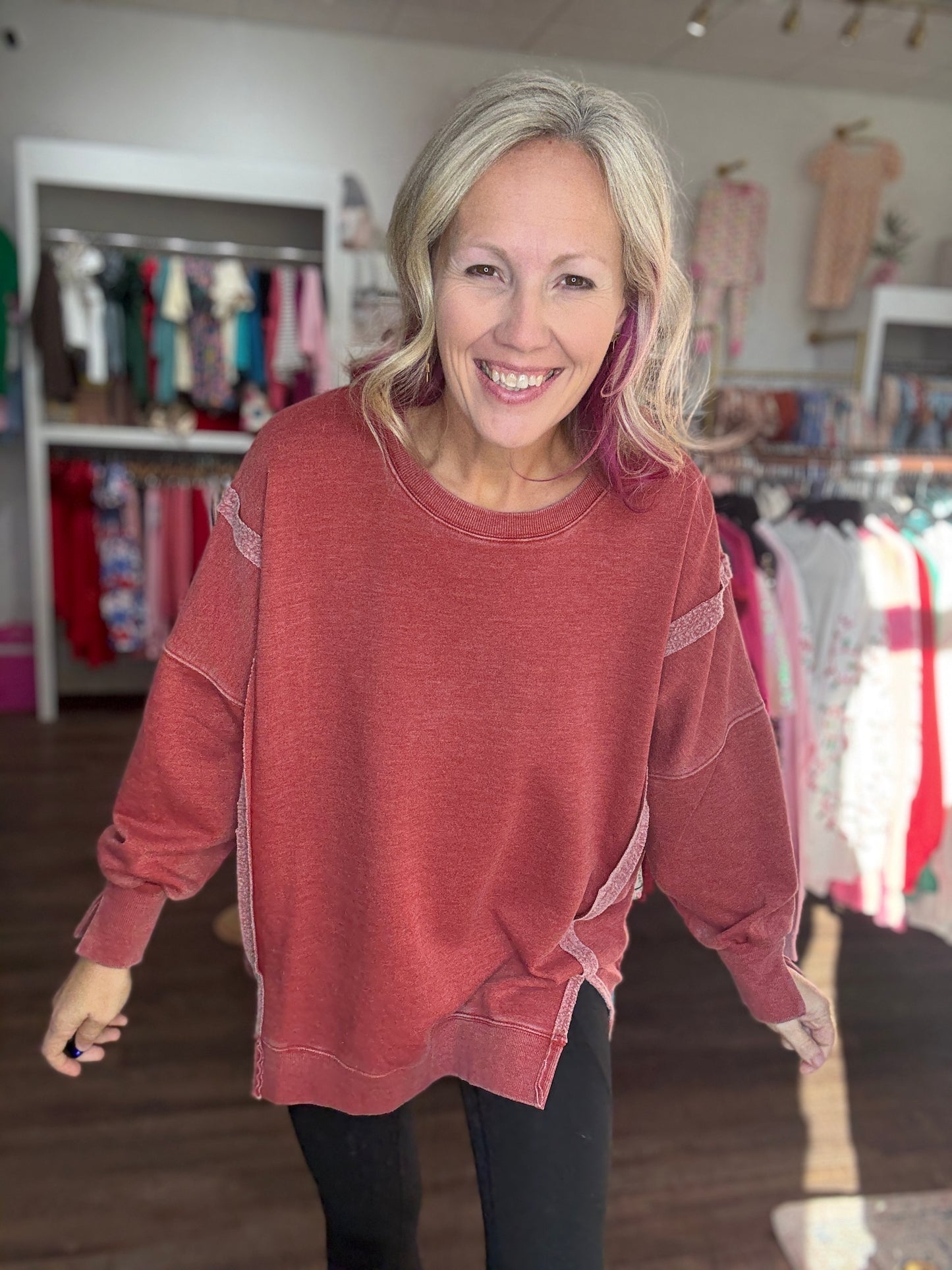 Classic Crew Pullover- Brick