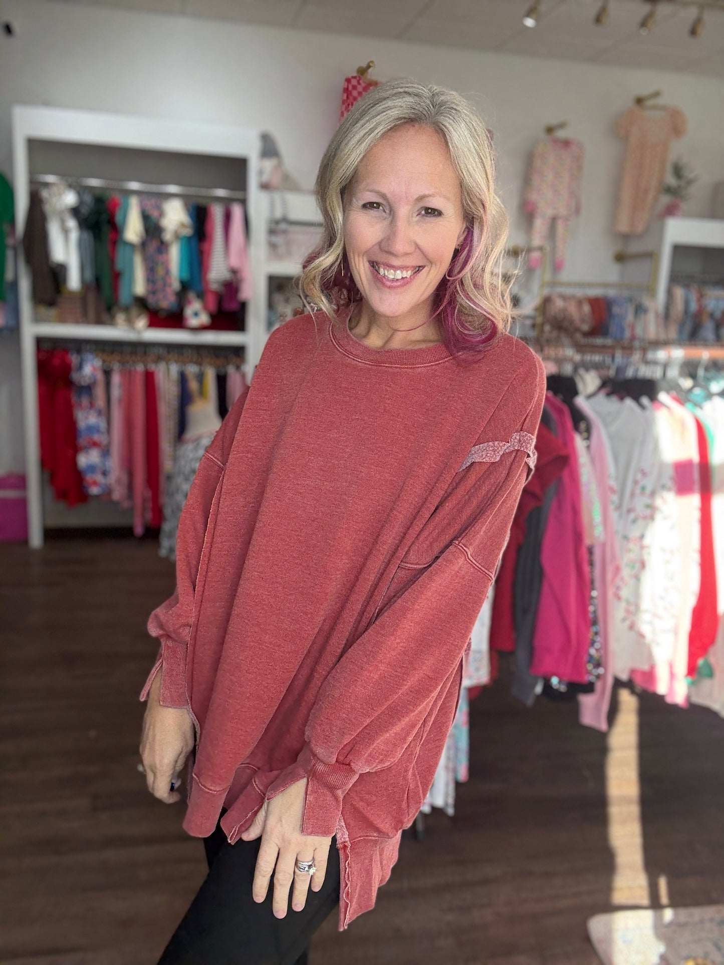 Classic Crew Pullover- Brick