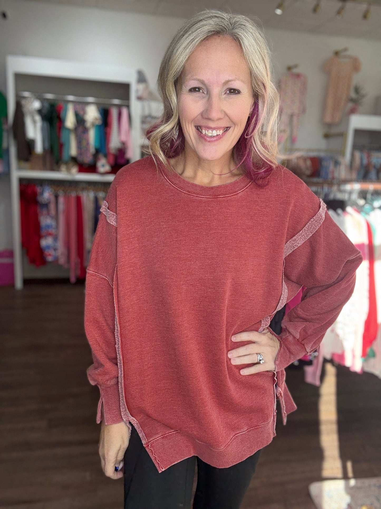 Classic Crew Pullover- Brick