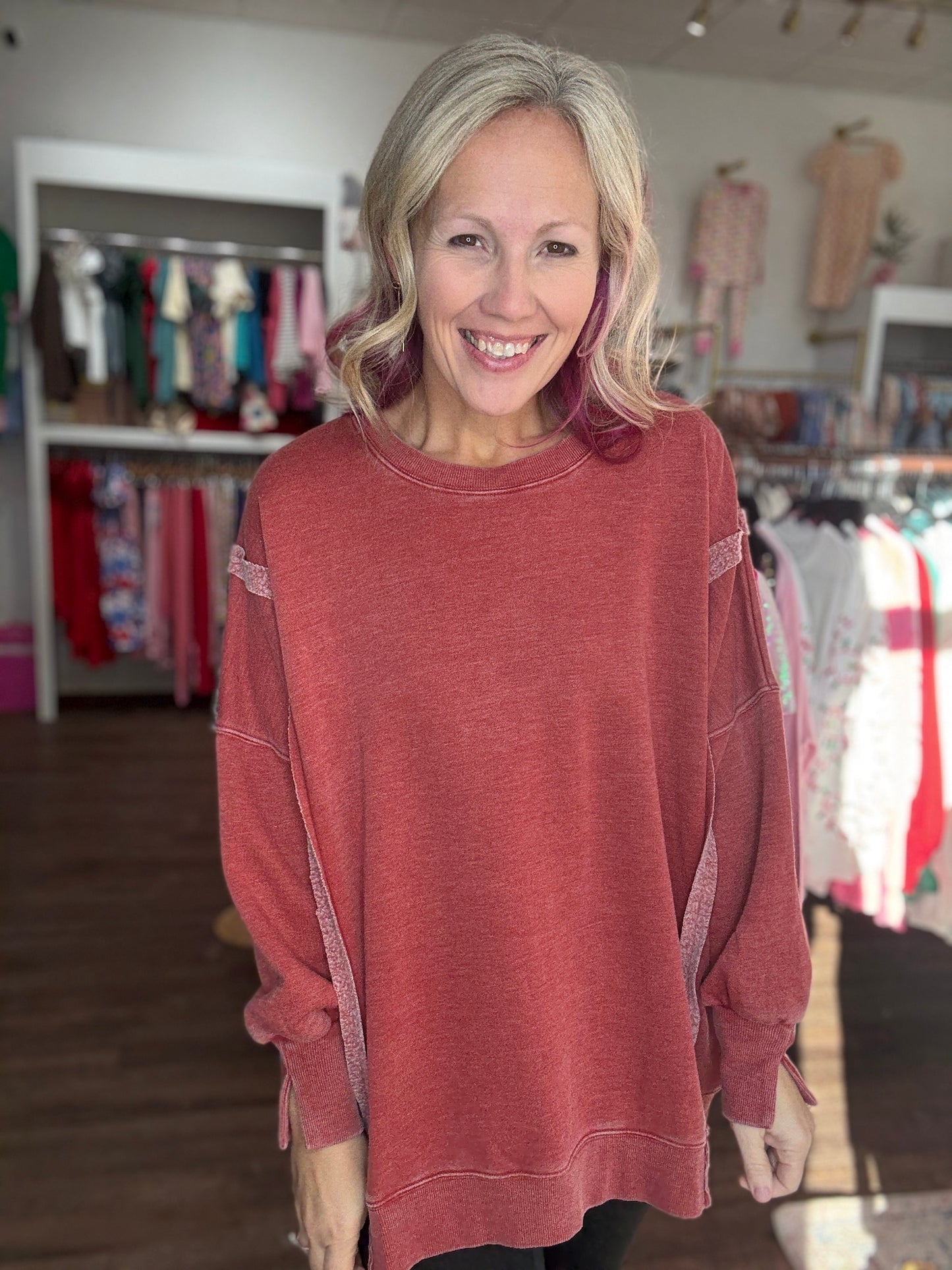 Classic Crew Pullover- Brick