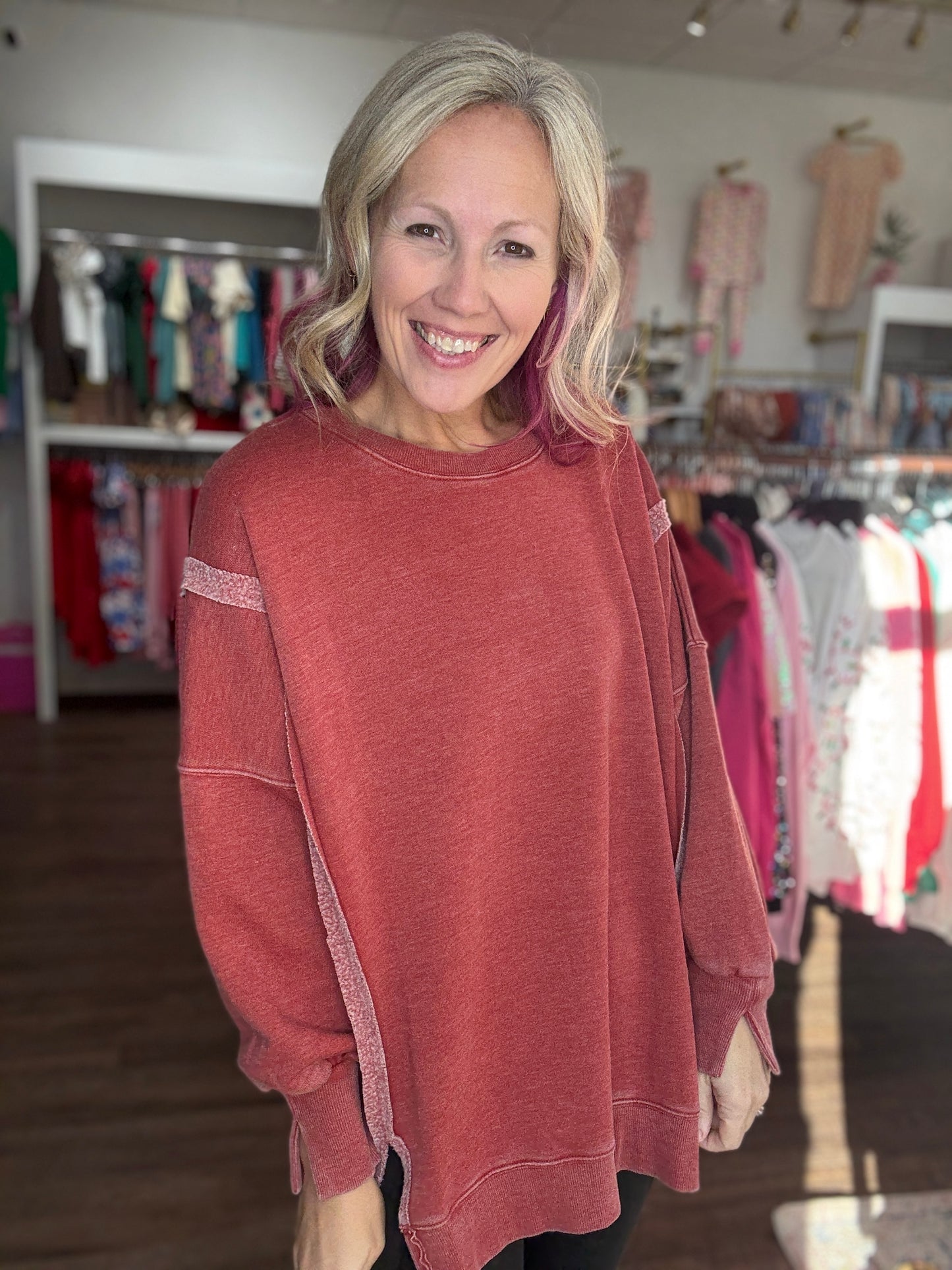 Classic Crew Pullover- Brick