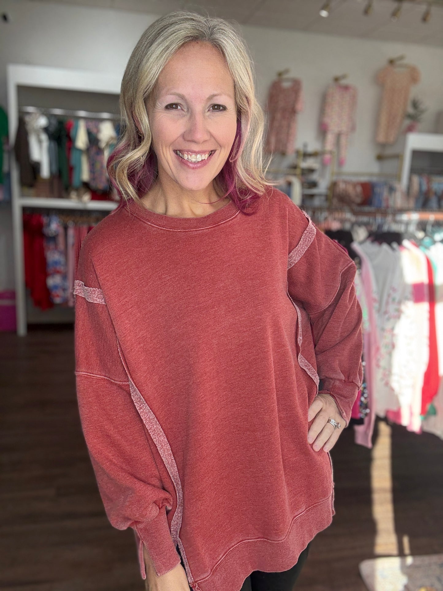 Classic Crew Pullover- Brick