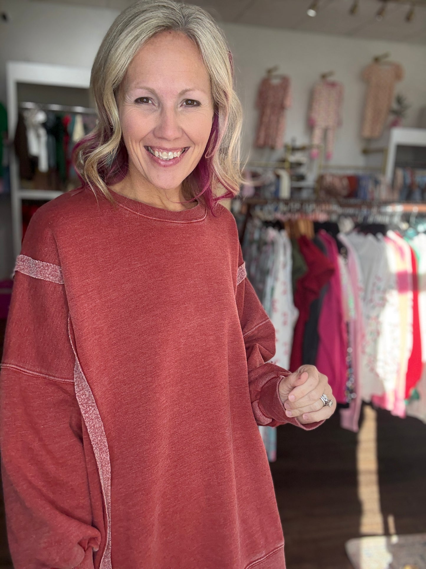 Classic Crew Pullover- Brick