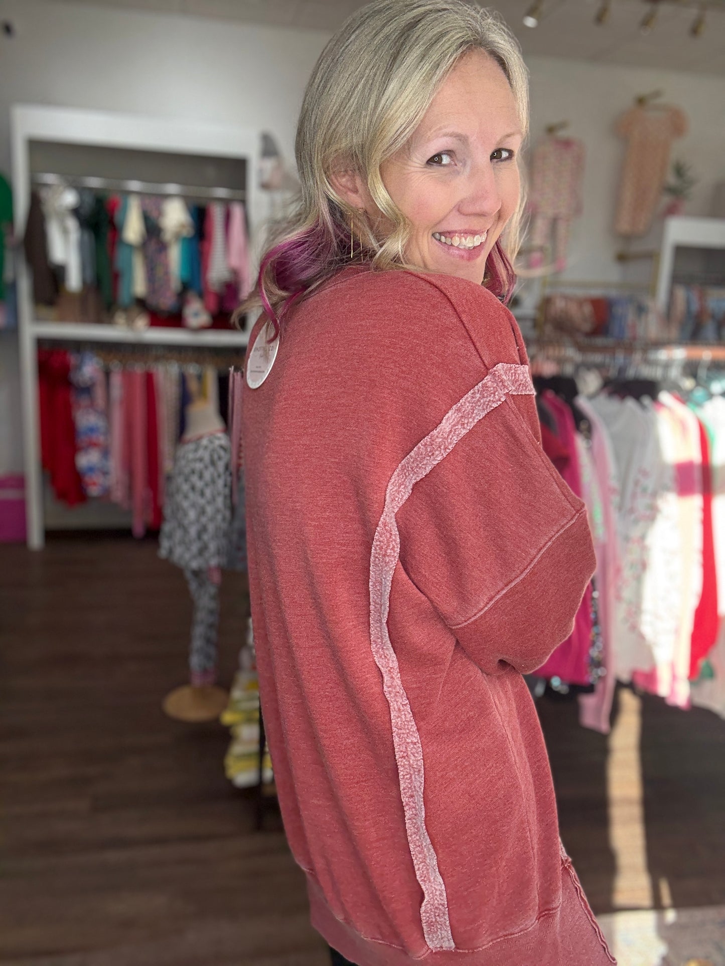 Classic Crew Pullover- Brick