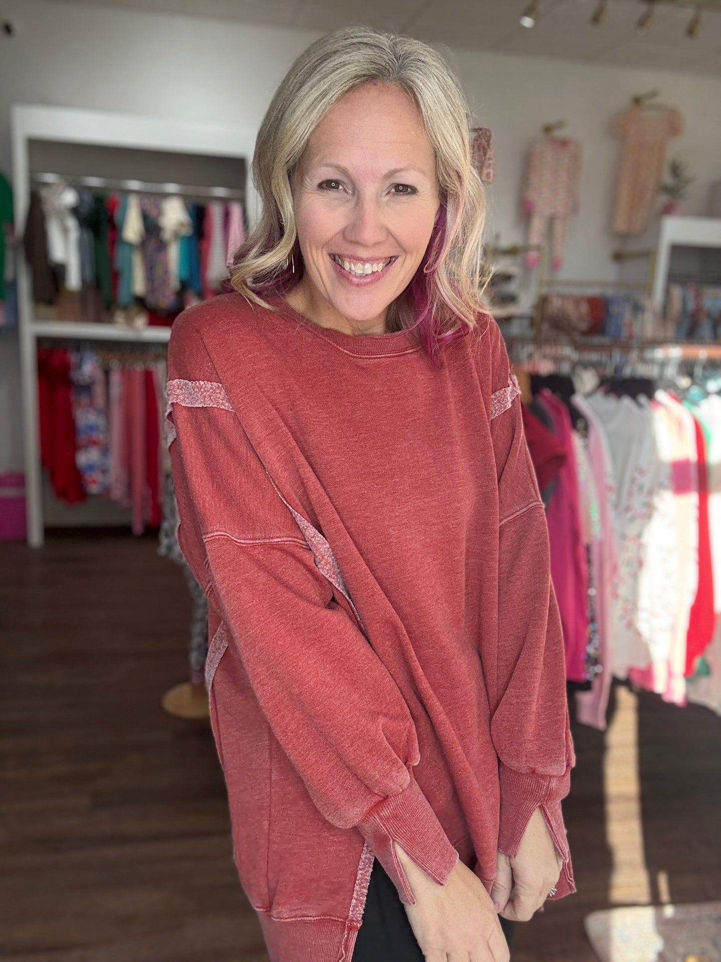 Classic Crew Pullover- Brick