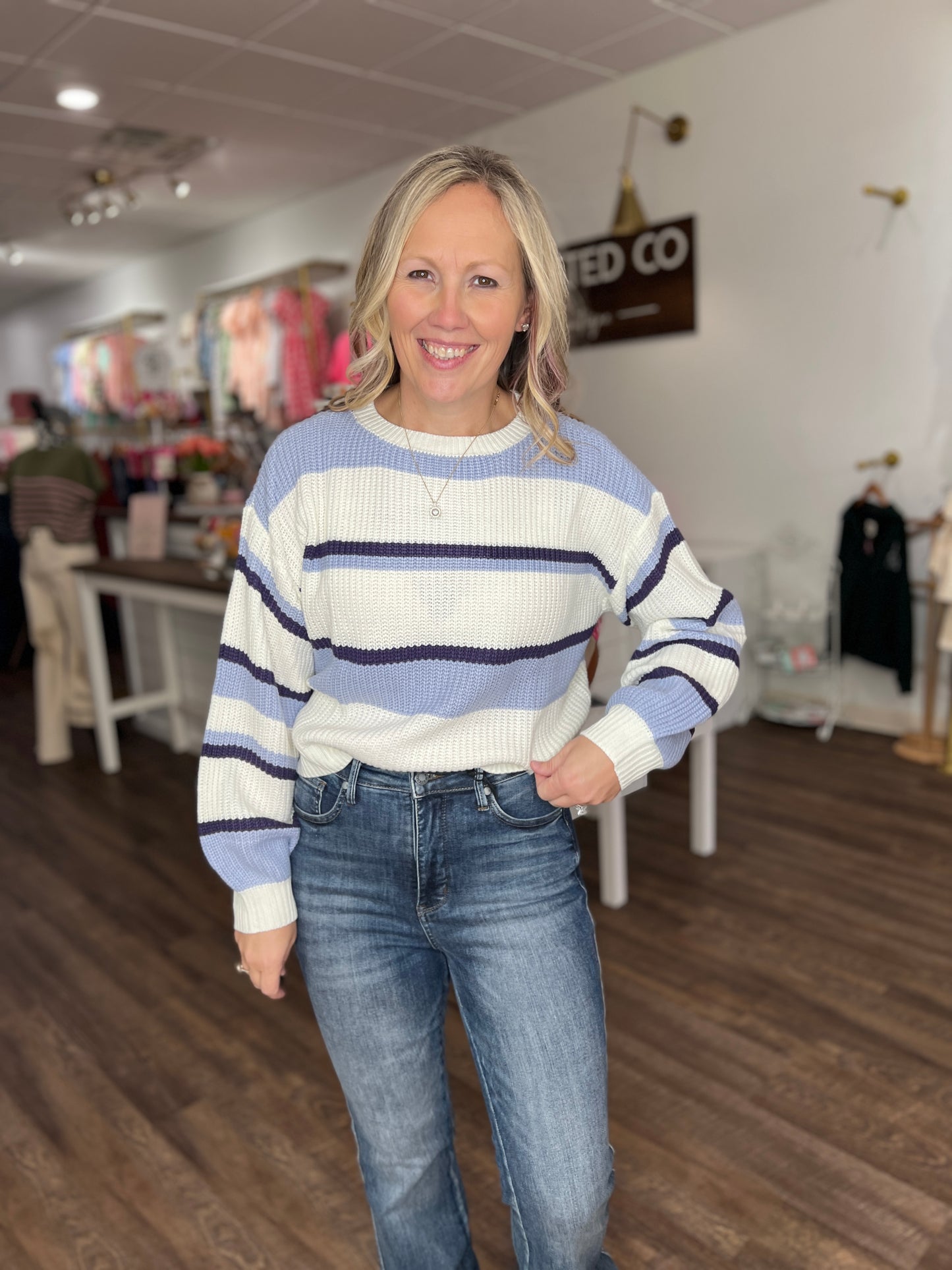 Jamie Striped Sweater- Blue