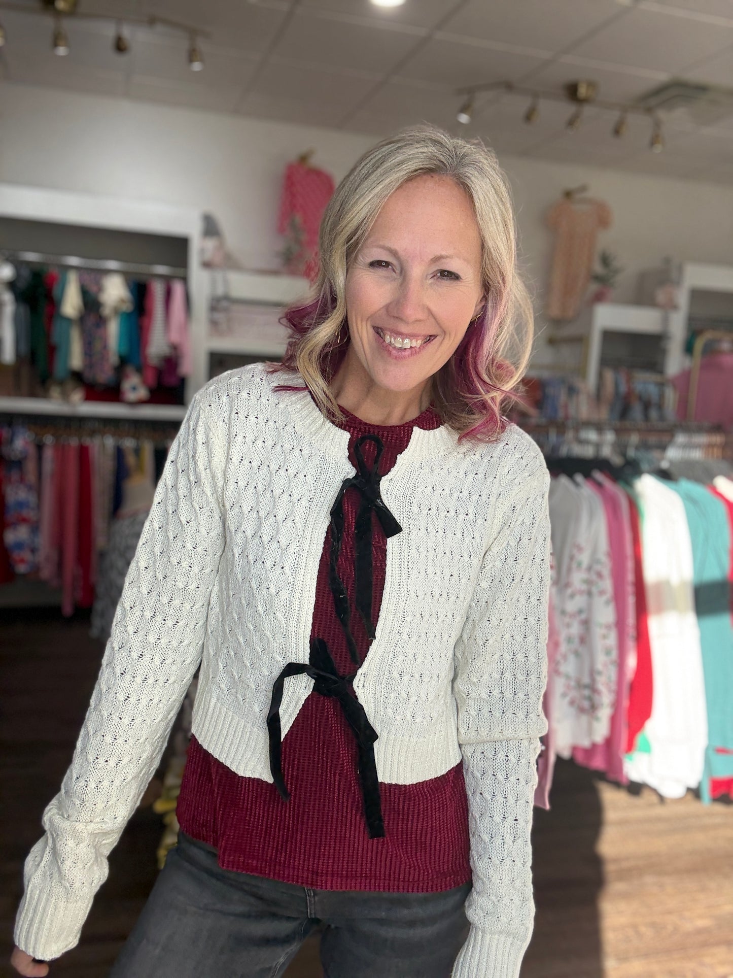 Darling Bow Sweater- Cream