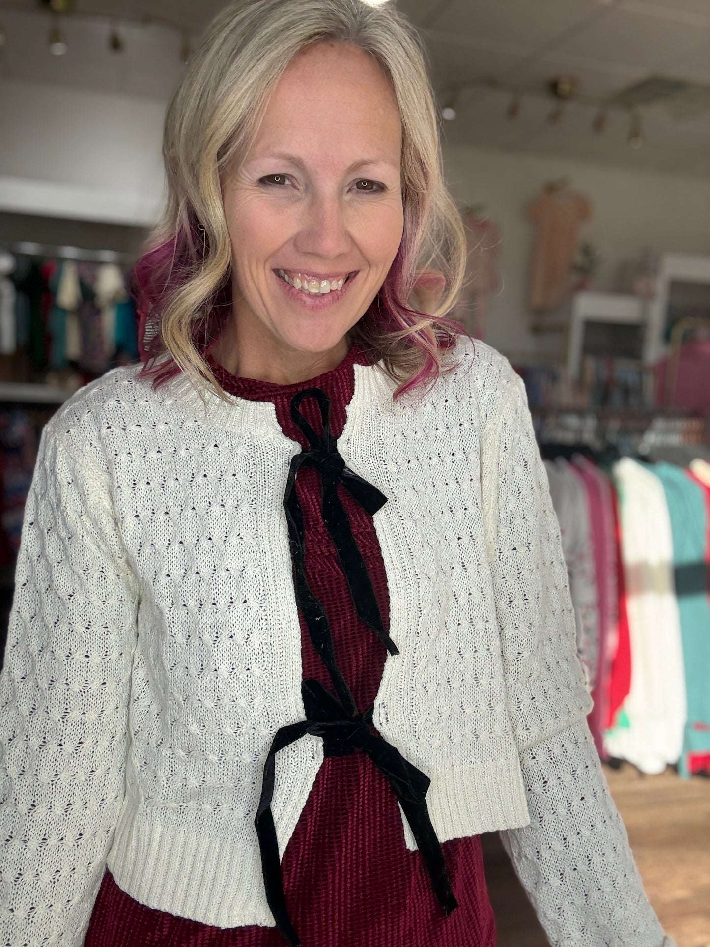 Darling Bow Sweater- Cream