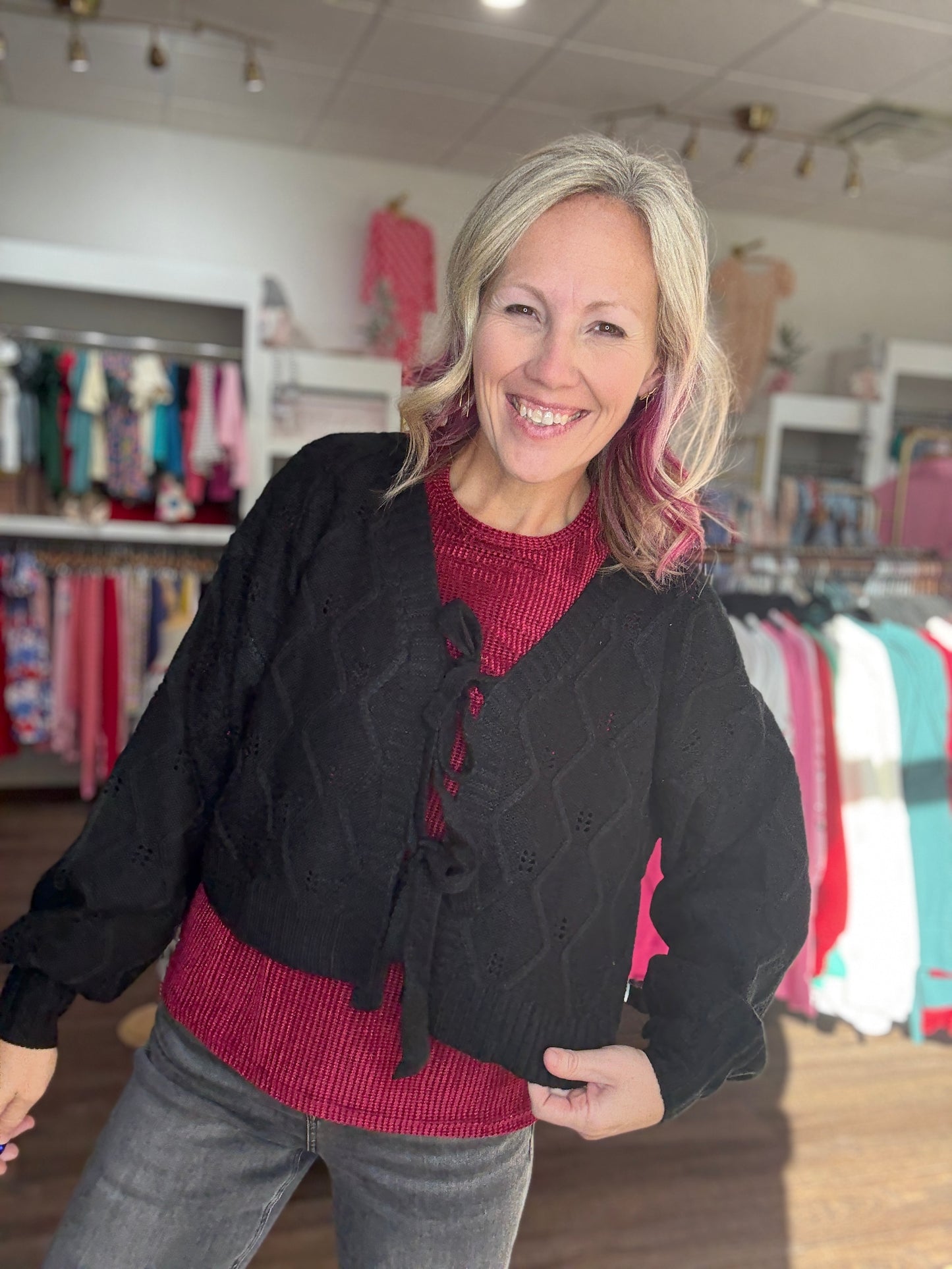 Darling Bow Sweater- Black