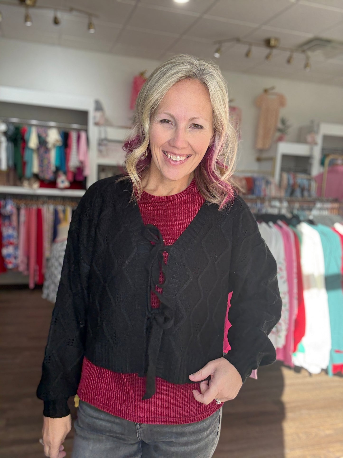 Darling Bow Sweater- Black