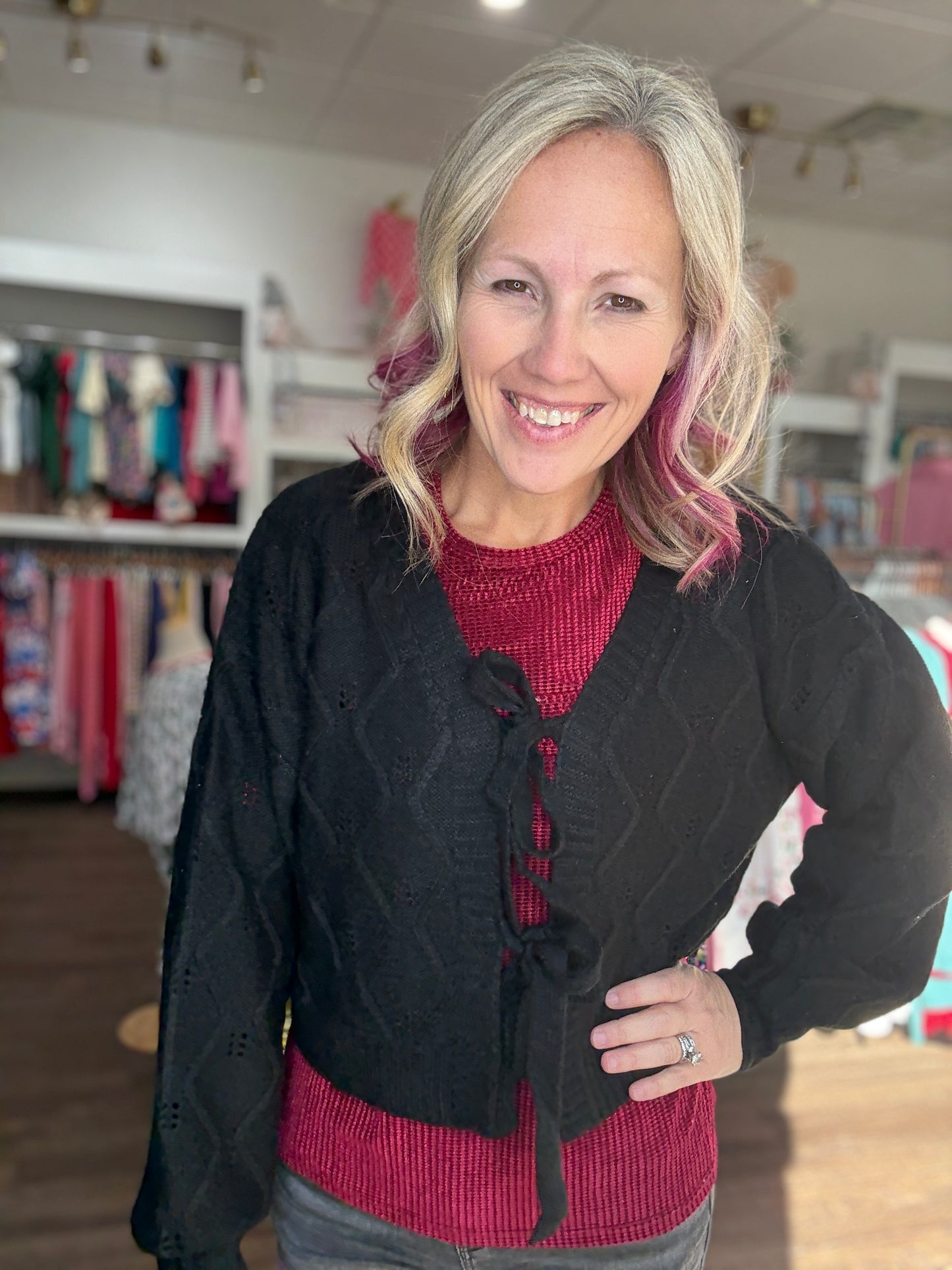 Darling Bow Sweater- Black