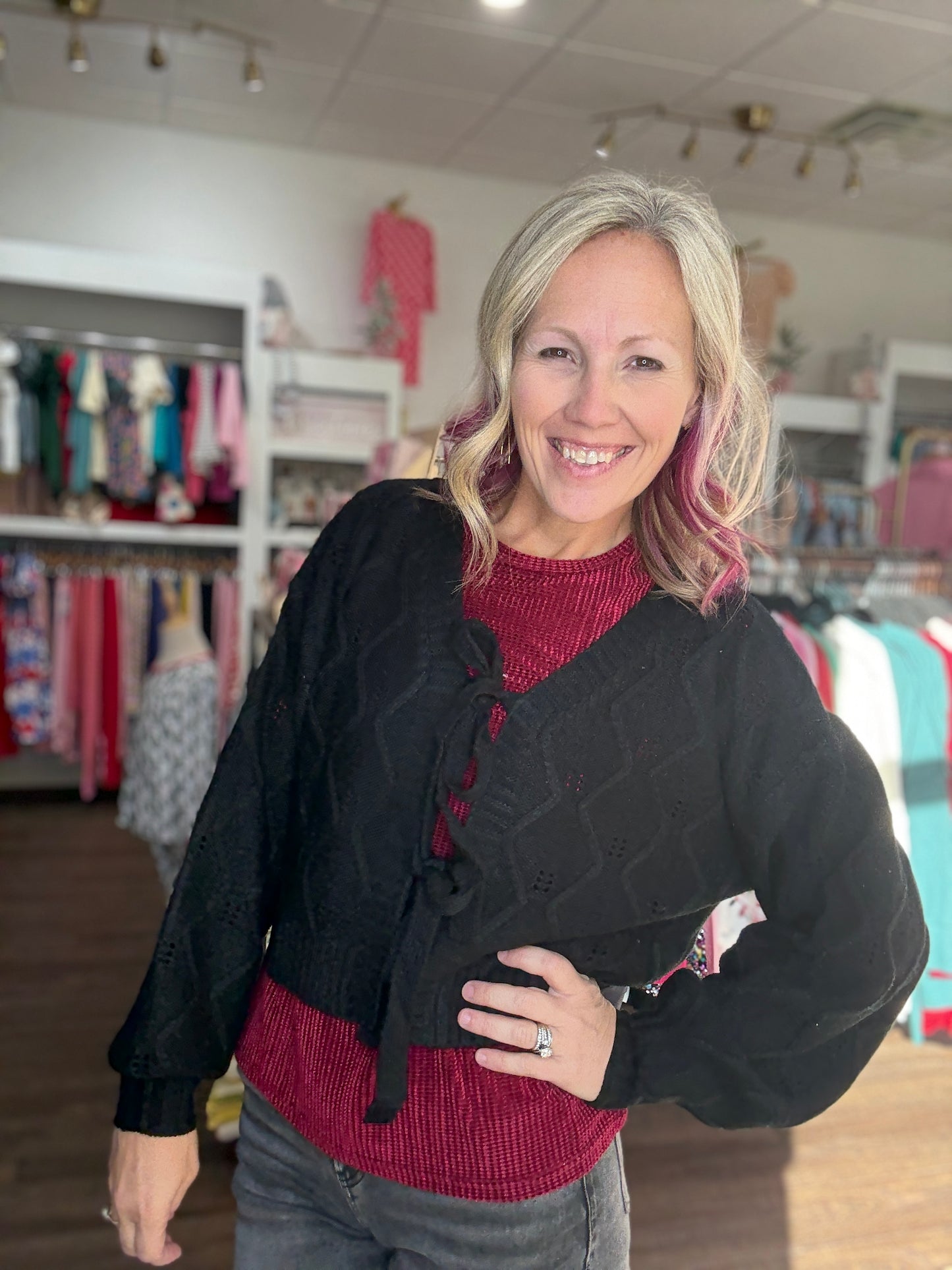 Darling Bow Sweater- Black