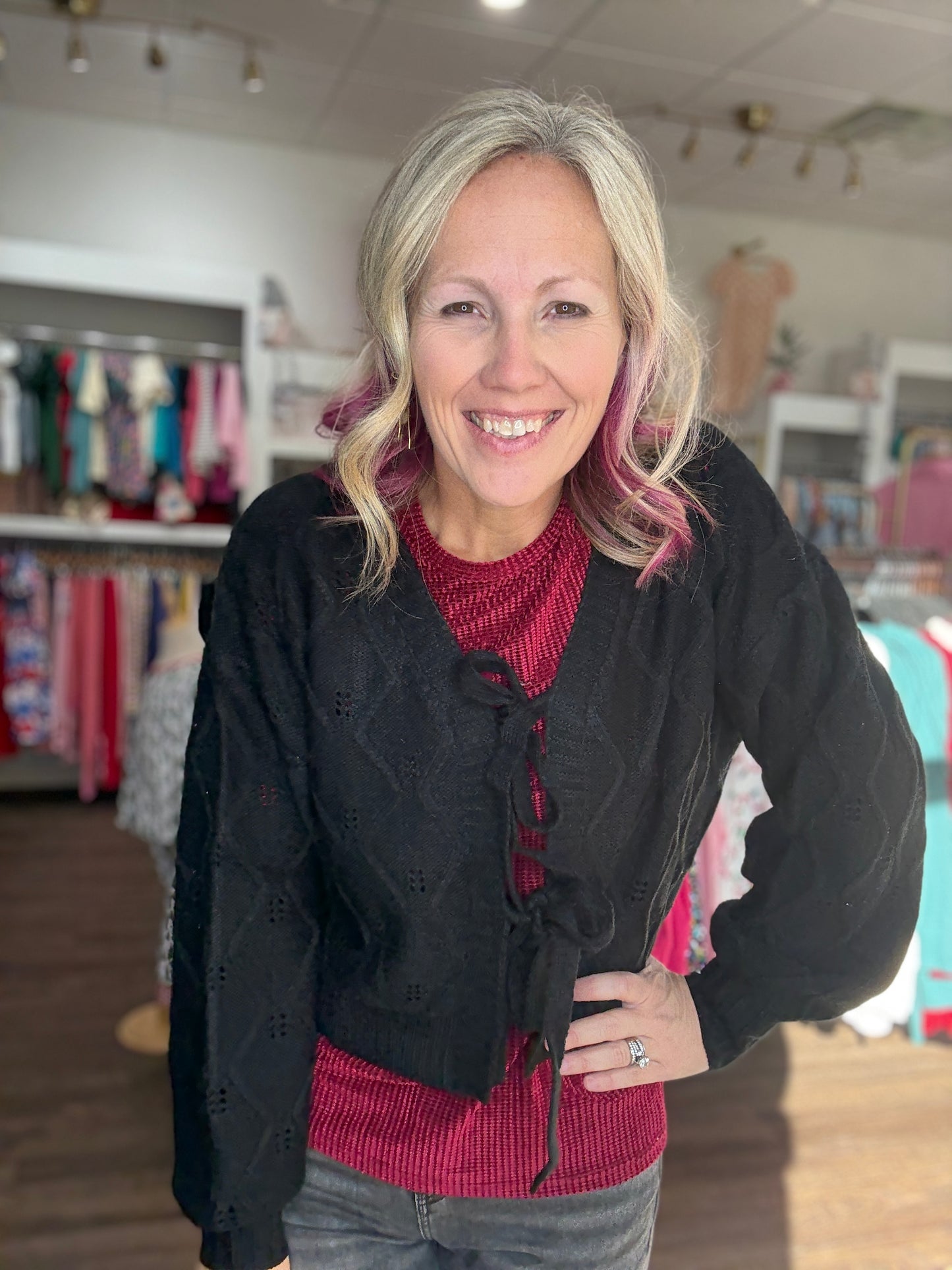 Darling Bow Sweater- Black