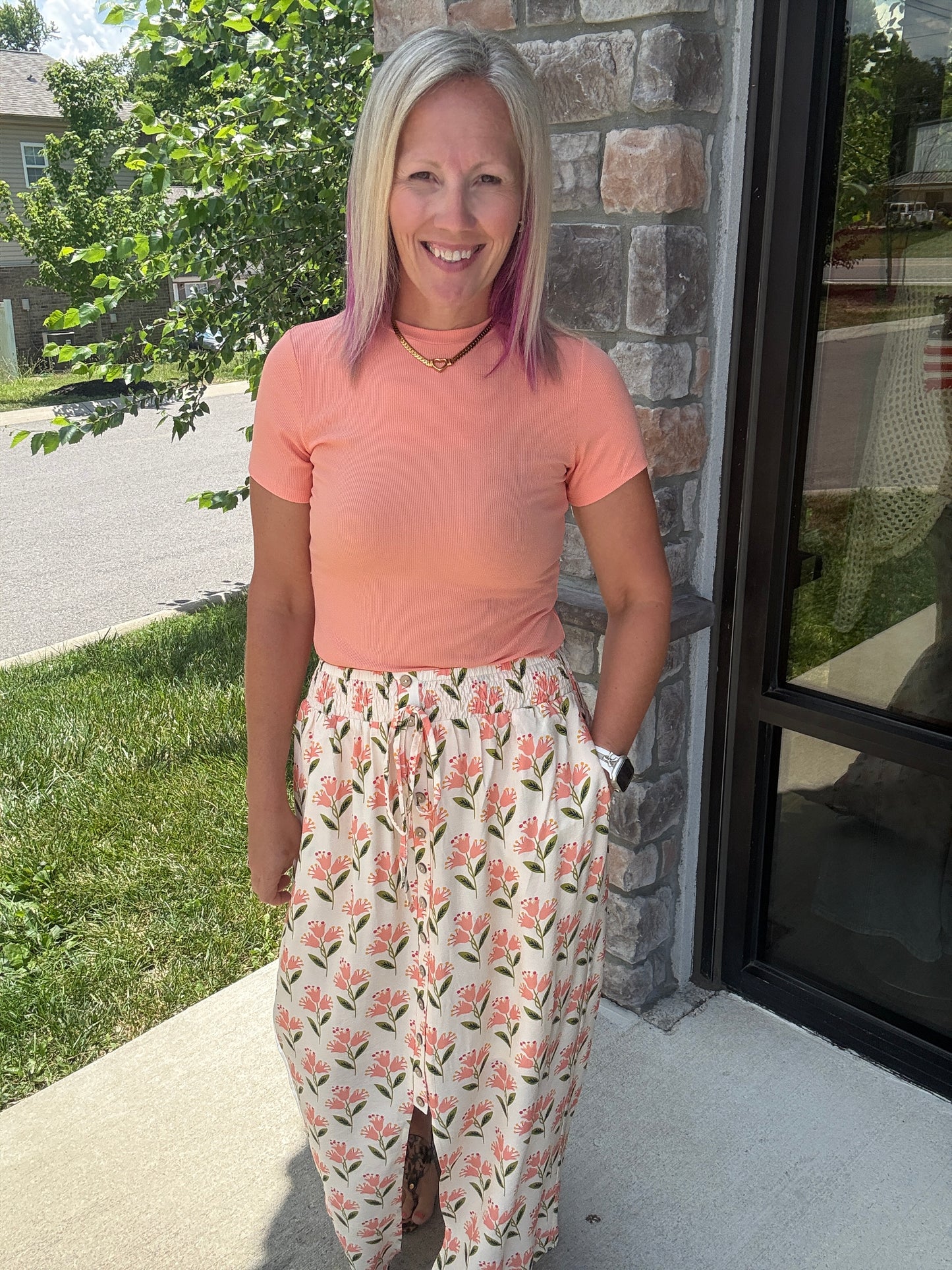Peach Blossom Maxi Skirt