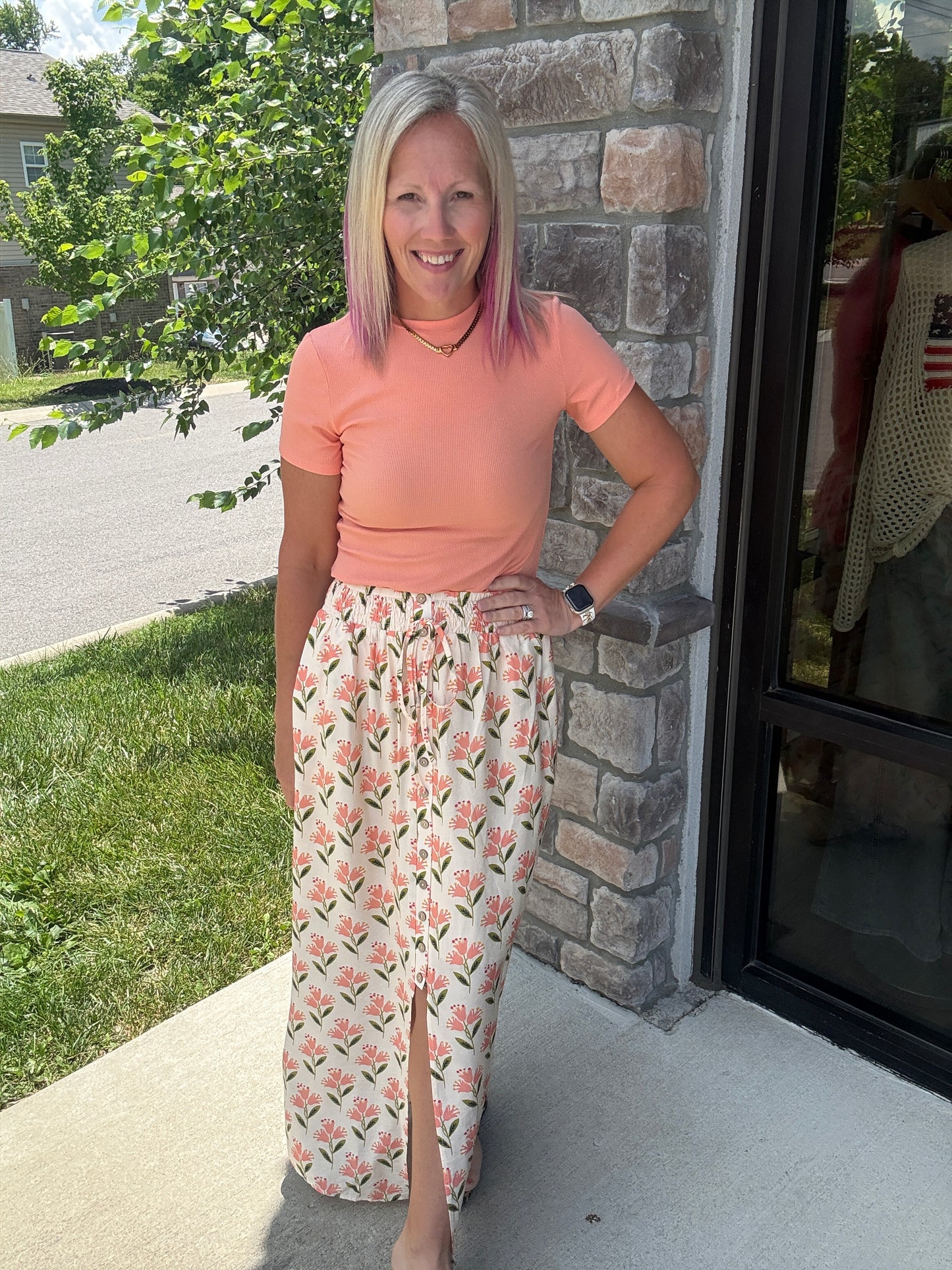 Peach Blossom Maxi Skirt