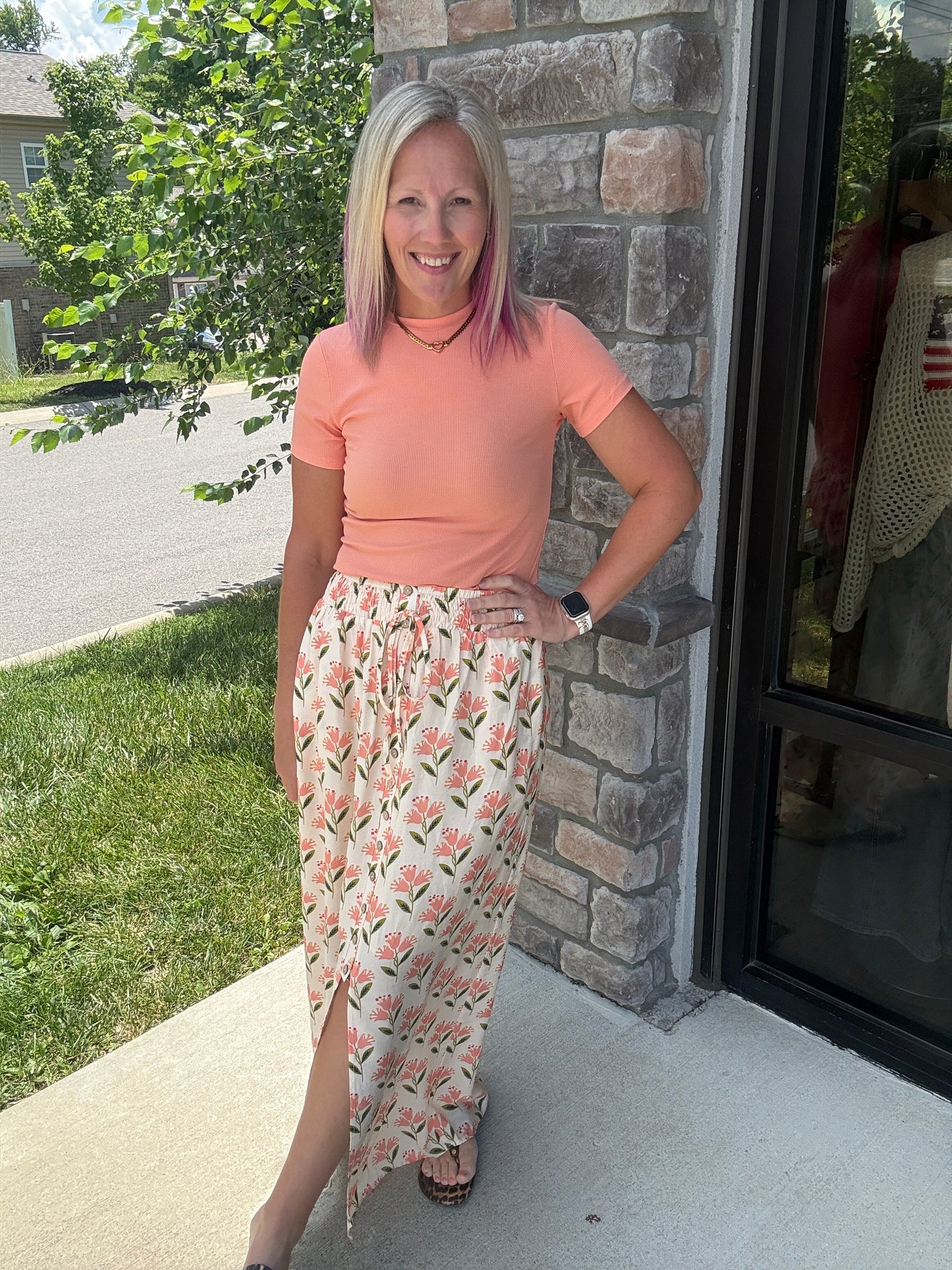 Peach Blossom Maxi Skirt
