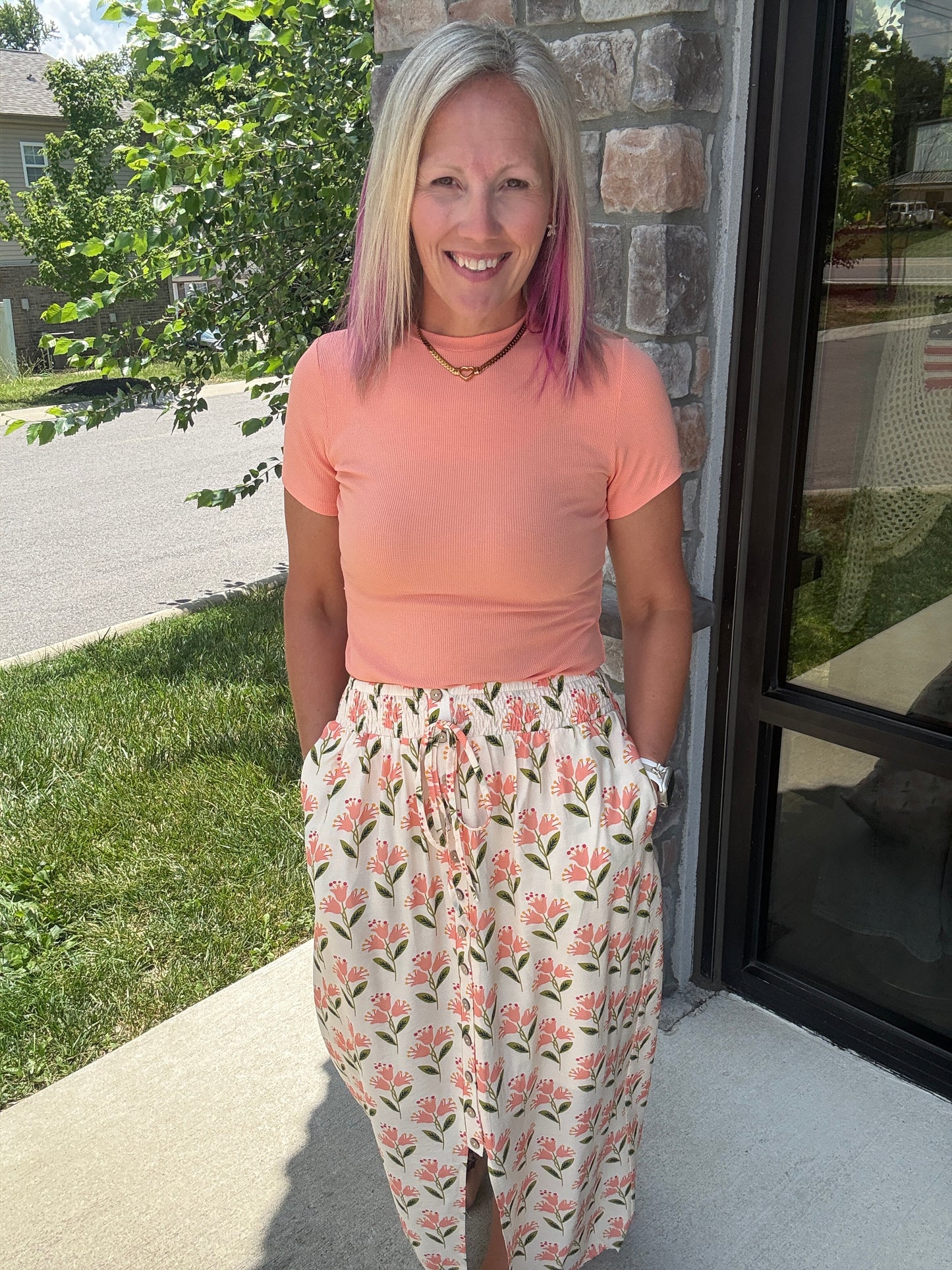 Peach Blossom Maxi Skirt