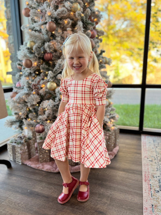 Scarlet Plaid Twirl Dress