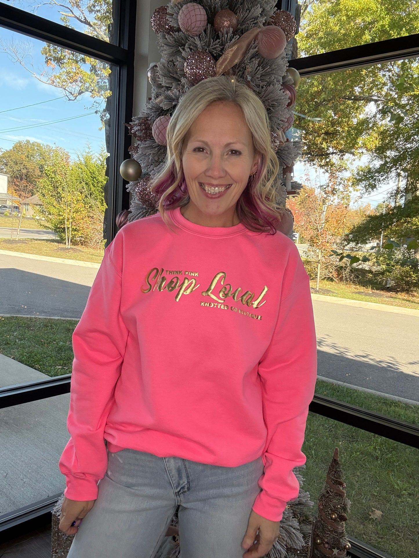 Think Pink, Shop Local Sweatshirt
