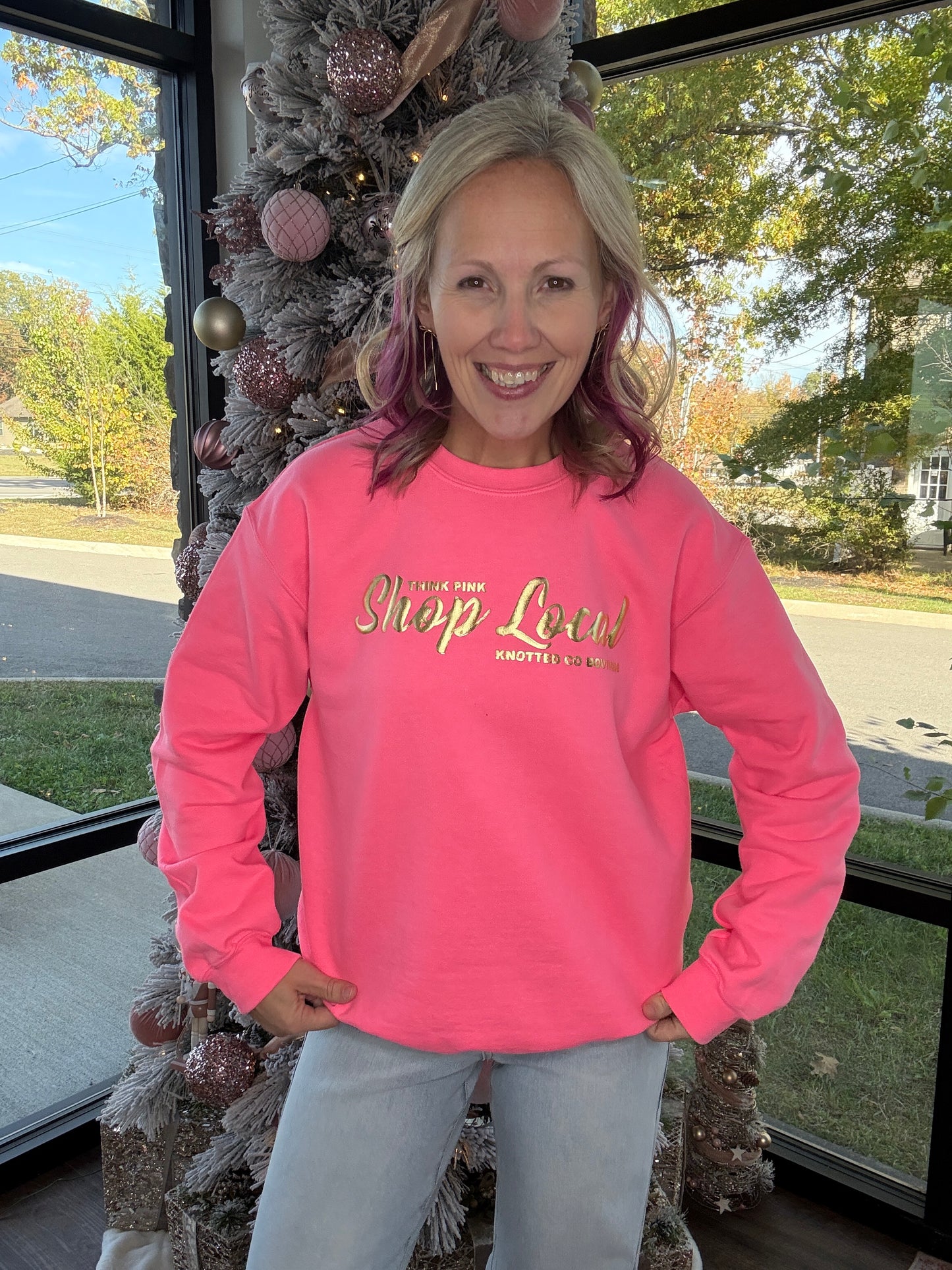 Think Pink, Shop Local Sweatshirt